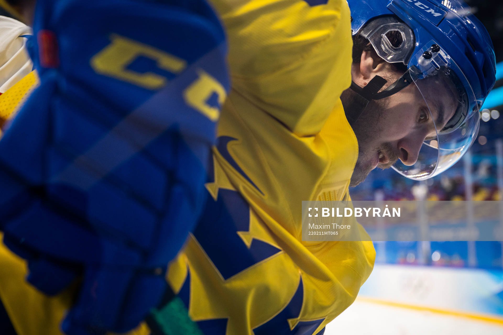 Dennis Everberg of Sweden in an ice hockey preliminary