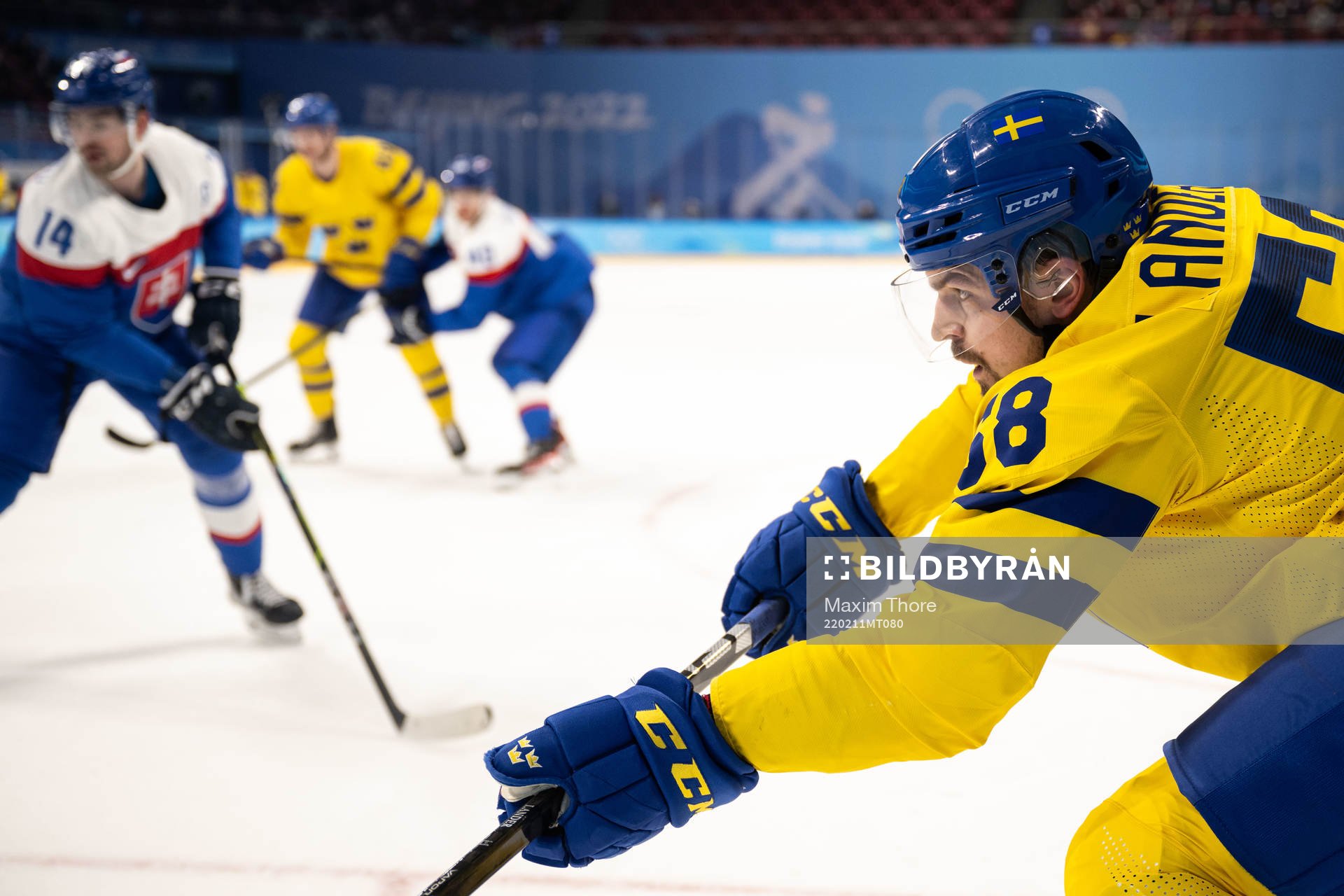 Anton Lander of Sweden in an ice hockey preliminary round