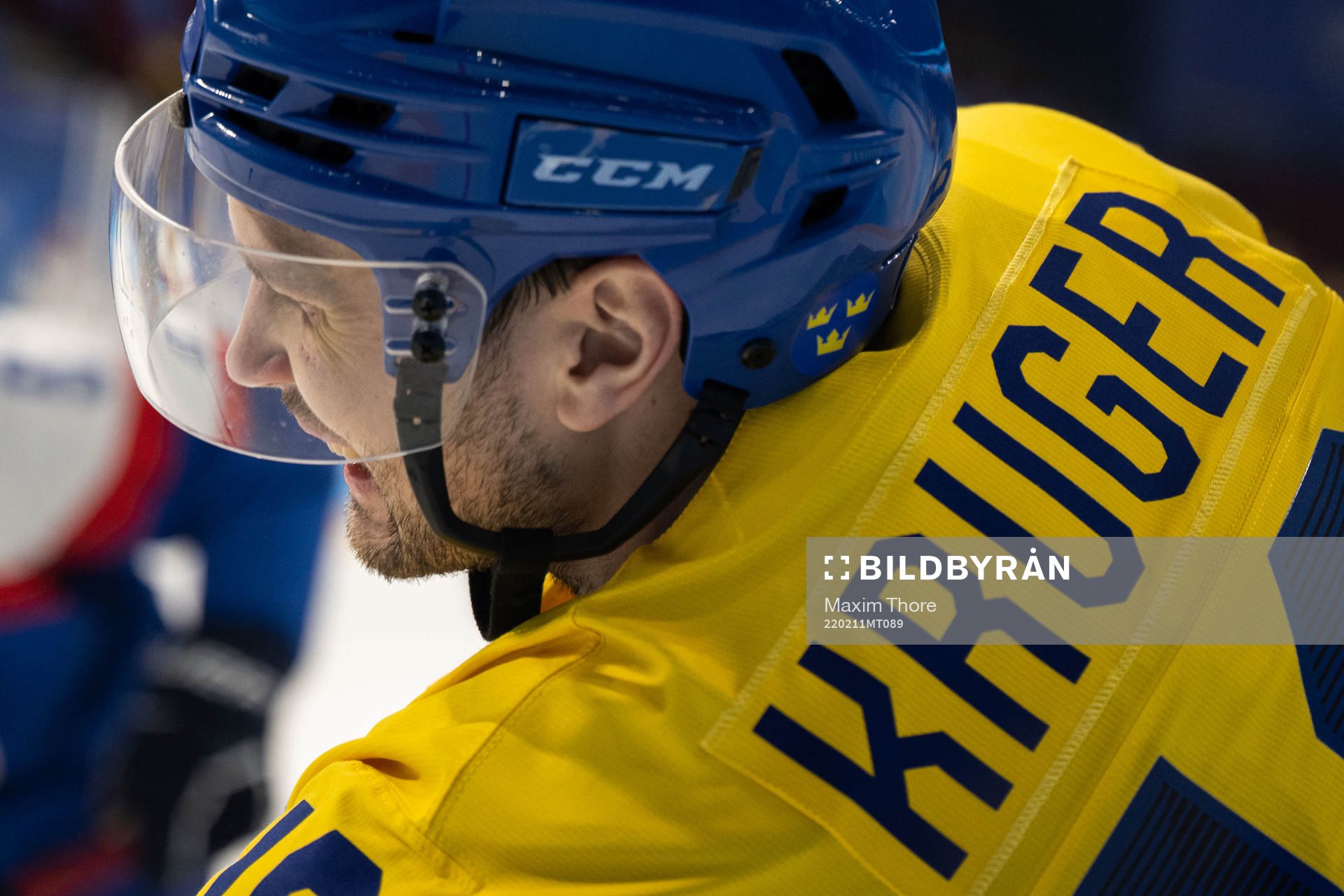 Marcus Krüger of Sweden in an ice hockey preliminary round