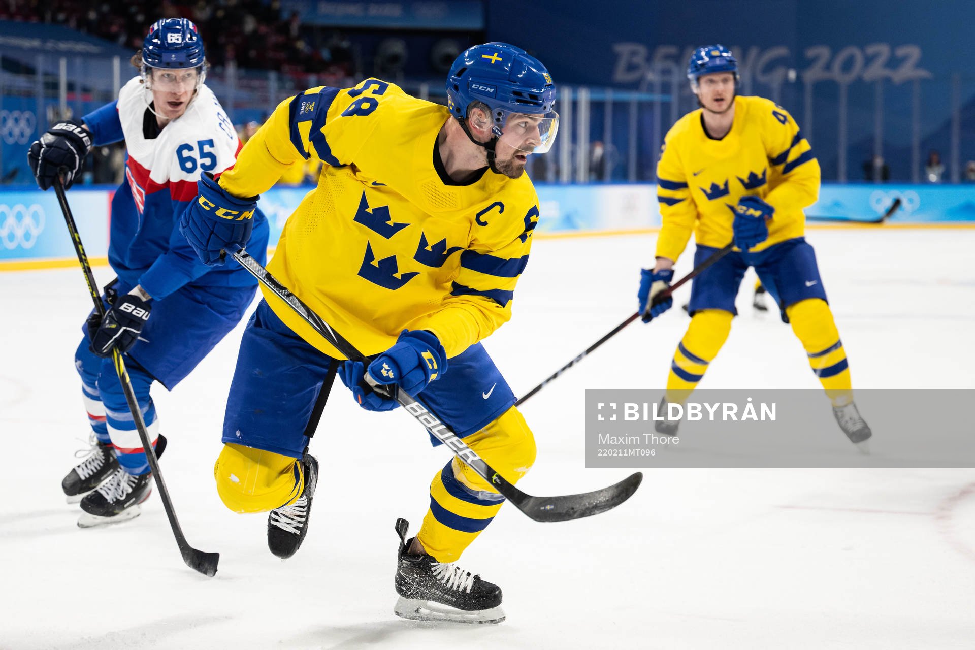 Anton Lander of Sweden in an ice hockey preliminary round