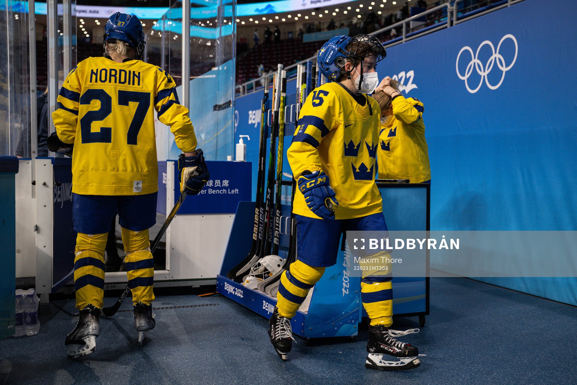 Emma Nordin and Lisa Johansson of Sweden look dejected