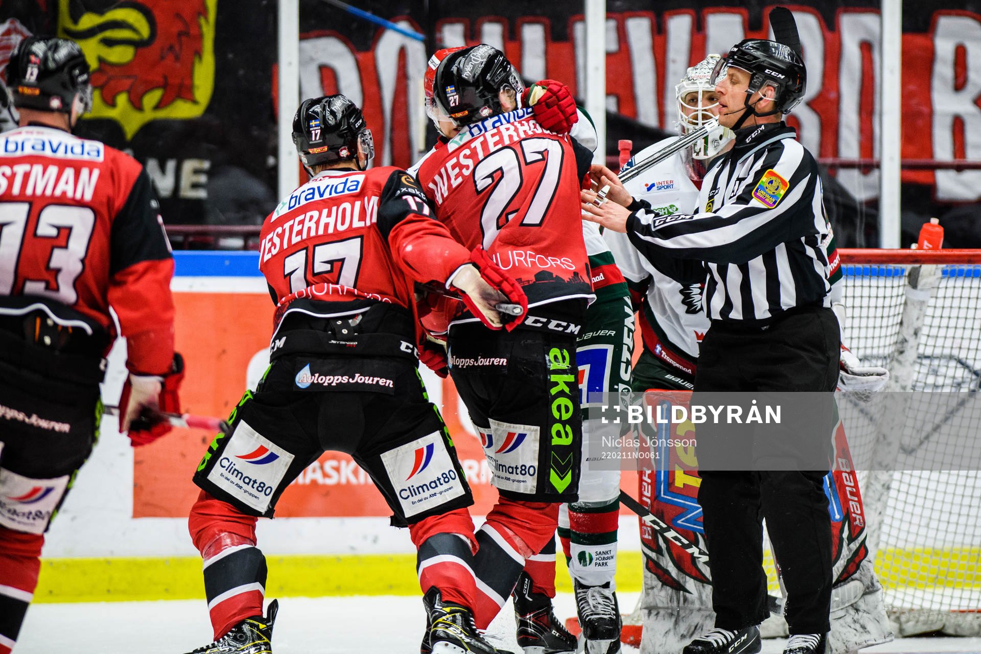 Malmö Redhawks Ponthus Westerholm och Frölundas målvakt