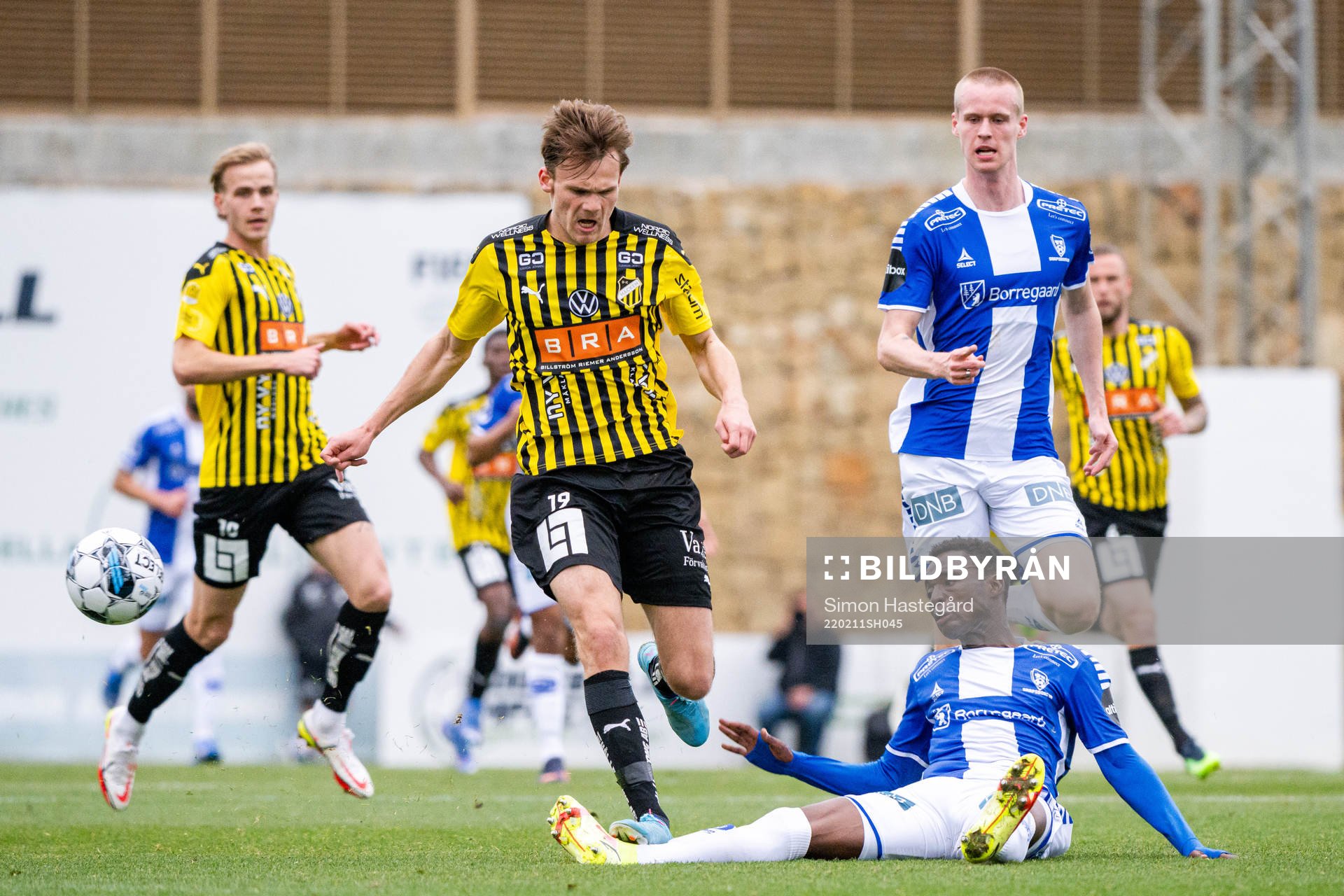 Oscar Uddenäs of Häcken and Laurent Mendy of Sarpsborg 08 during the Friendly match between Häcken and Sarpsborg 08 on February 11, 2022 in Marbella.