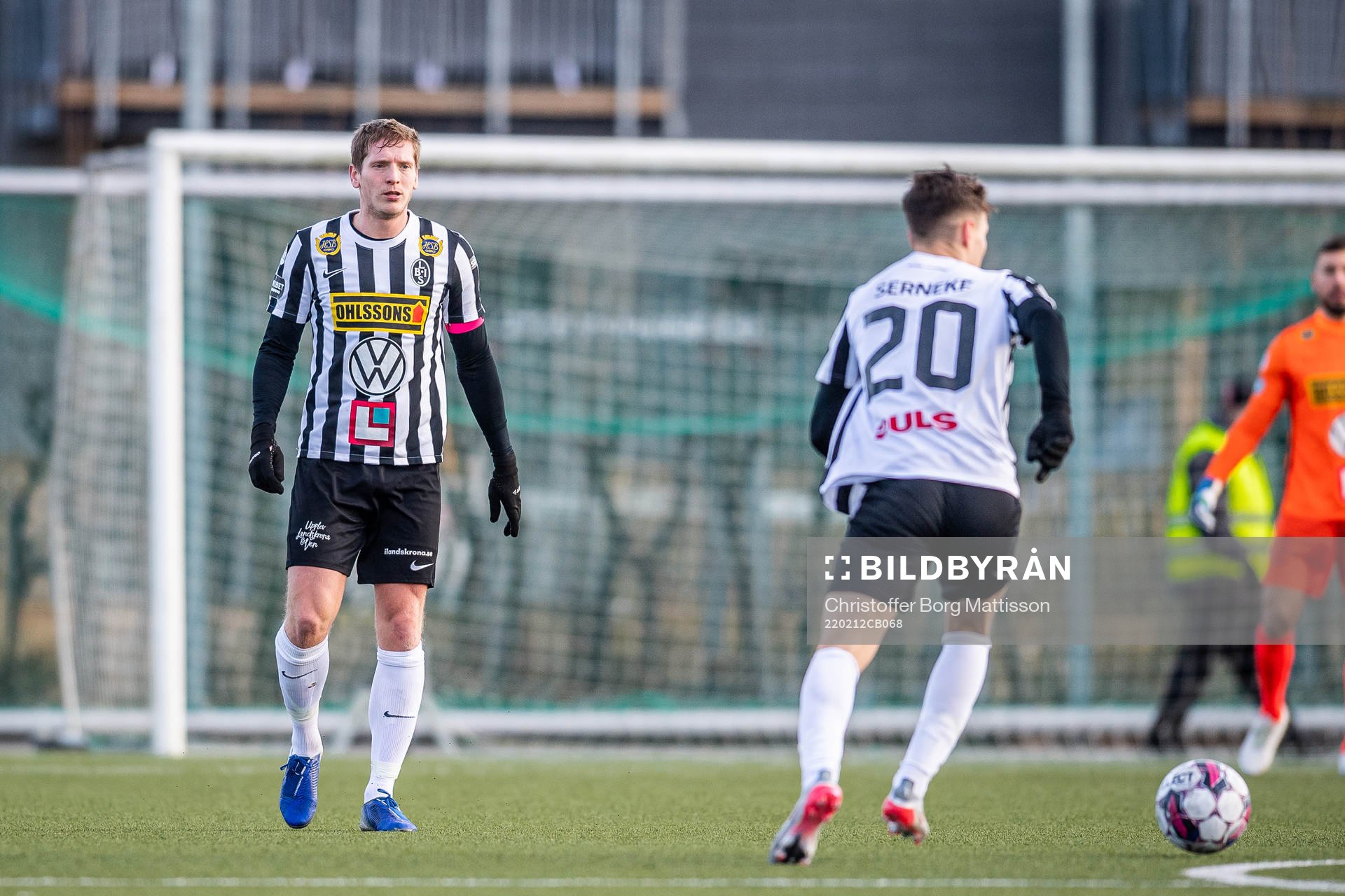 Landskronas Philip Andersson under träningsmatchen i fotboll mellan Landskrona och Trelleborg den 12 februari 2022 i Landskrona.