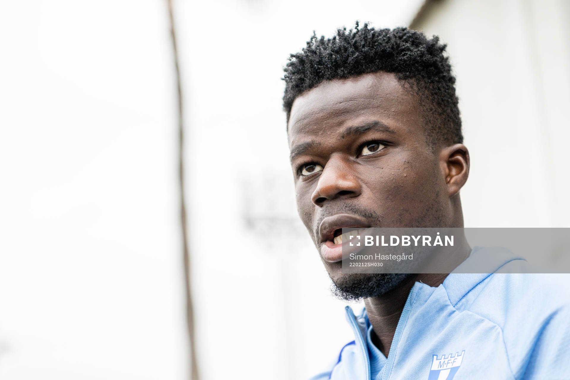 Malik Abubakari of Malmö FF talks with the media