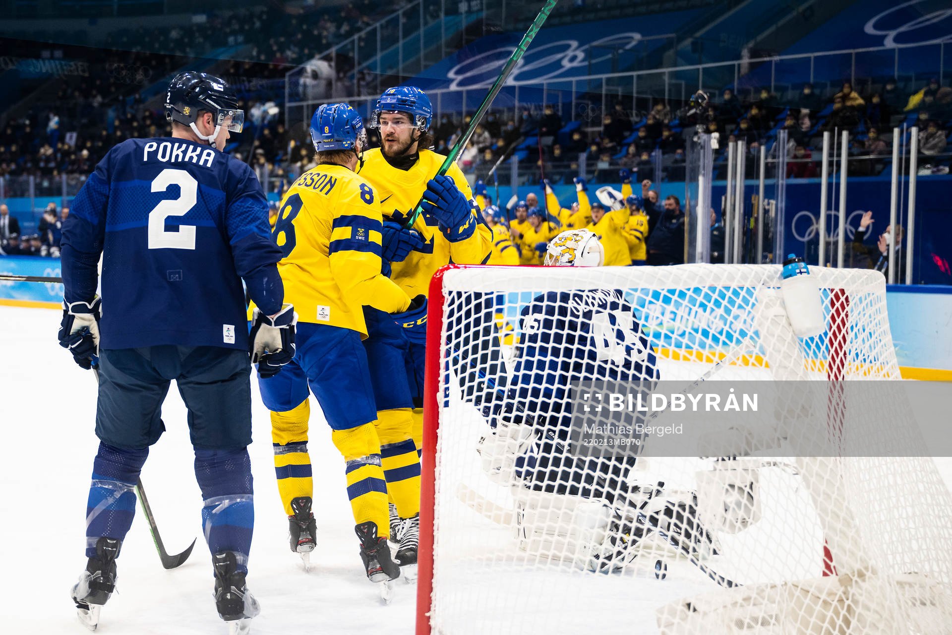 Fredrik Olofsson and Dennis Everberg of Sweden celebrate