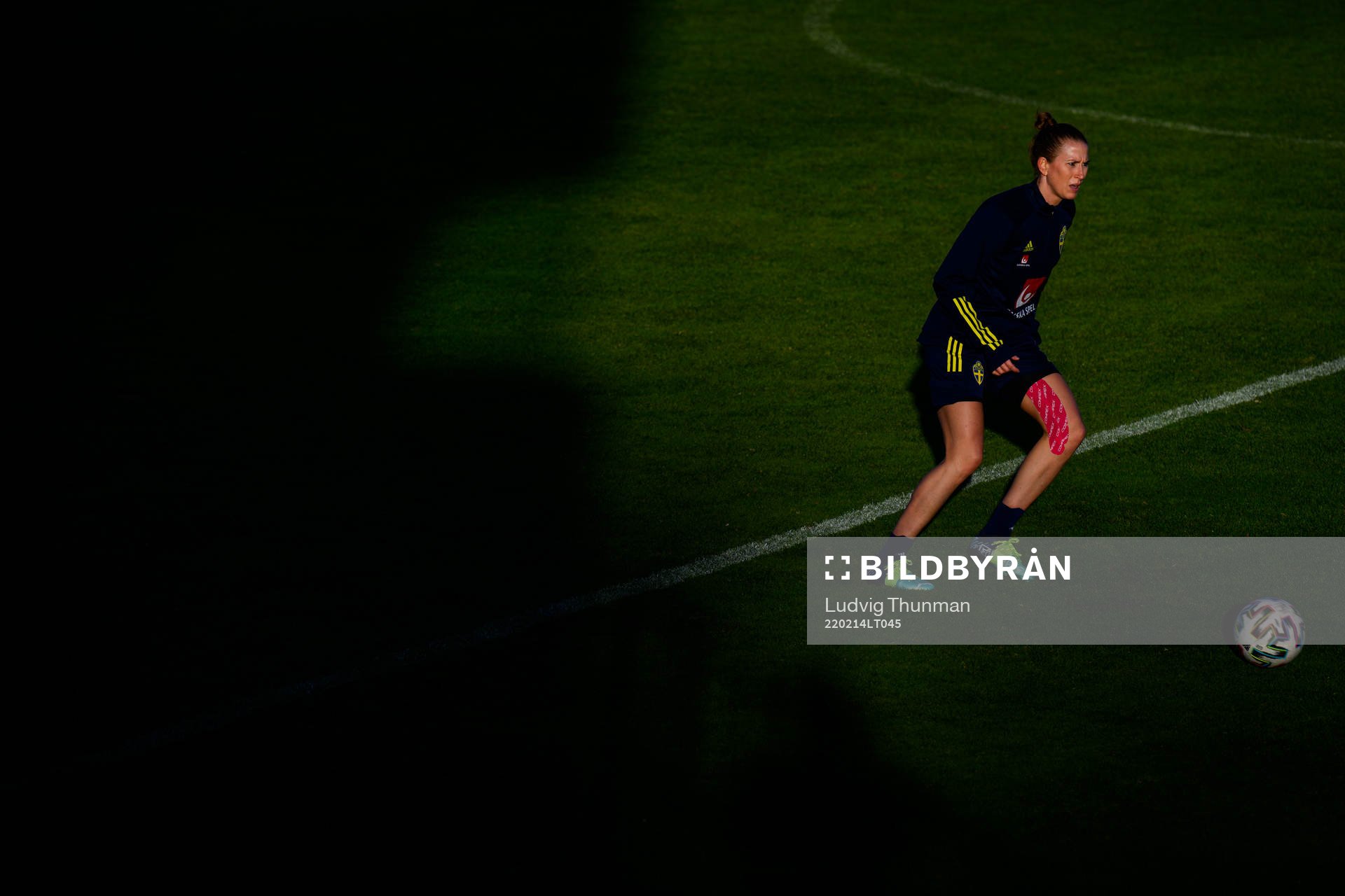 Emma Berglund during a training session with the women's national football team of Sweden on February 14, 2022 in Ferreiras. 