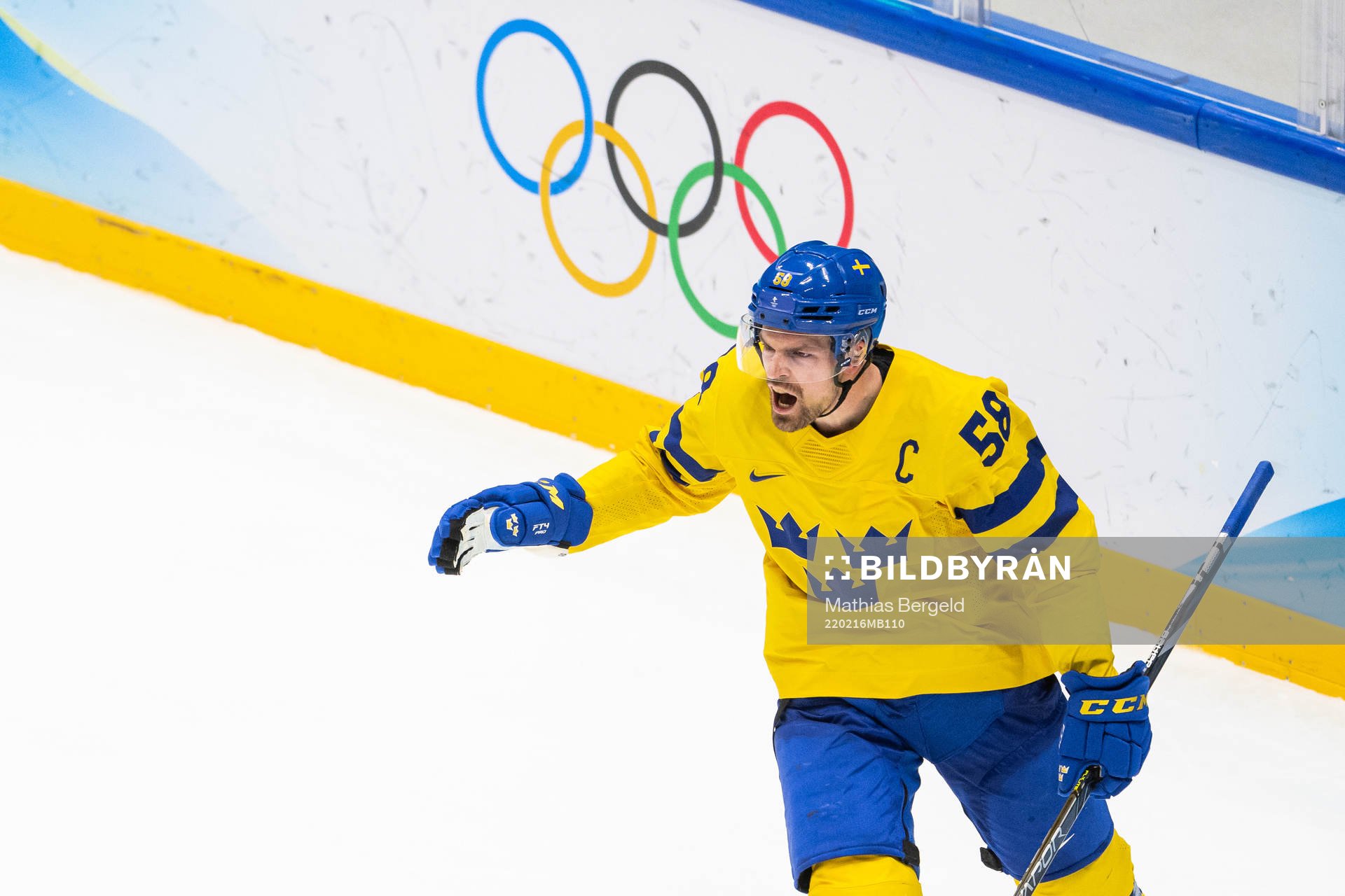 Anton Lander of Sweden celebrates