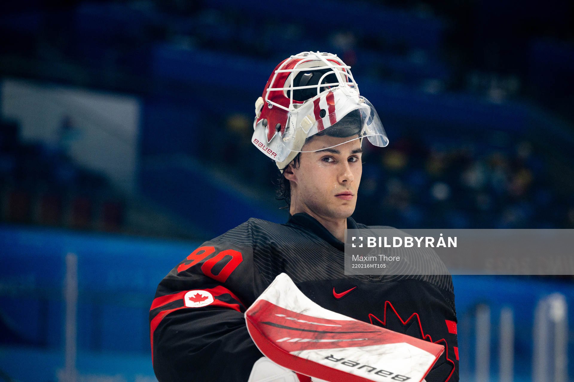 Goaltender Matt Tomkins of Canada in the men’s ice hockey