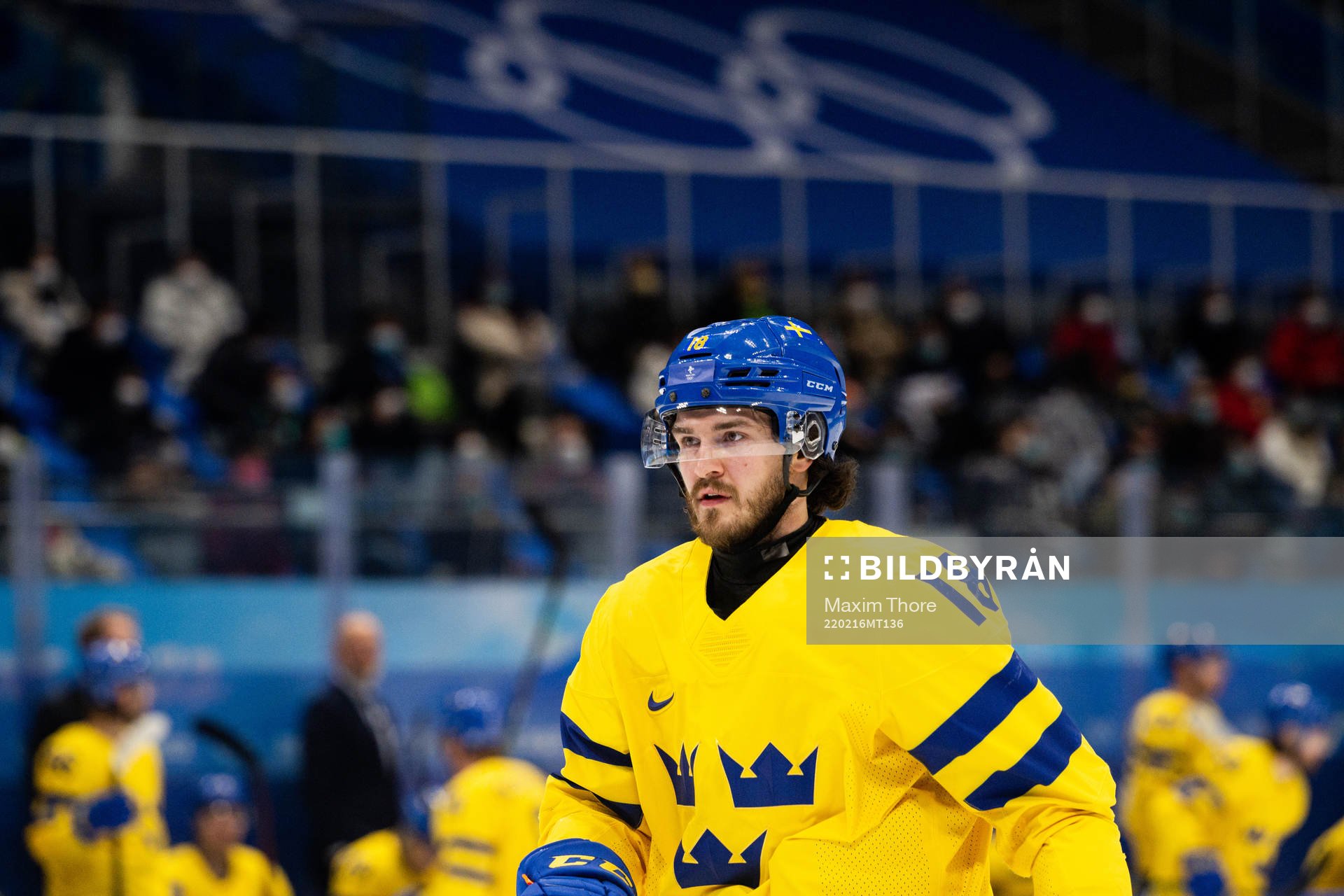 Dennis Everberg of Sweden  in the men’s ice hockey