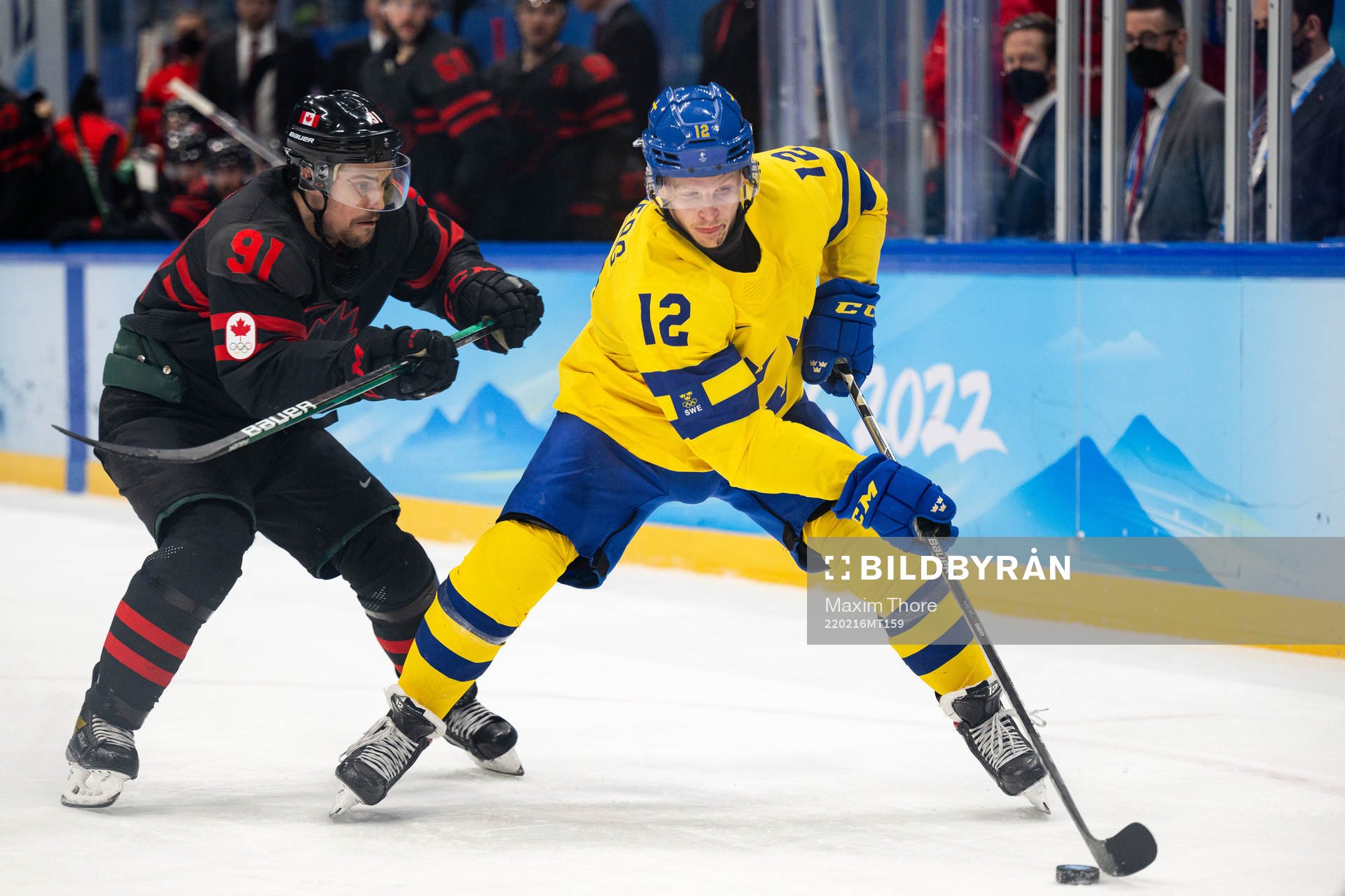 Jordan Weal of Canada and Max Friberg of Sweden in the