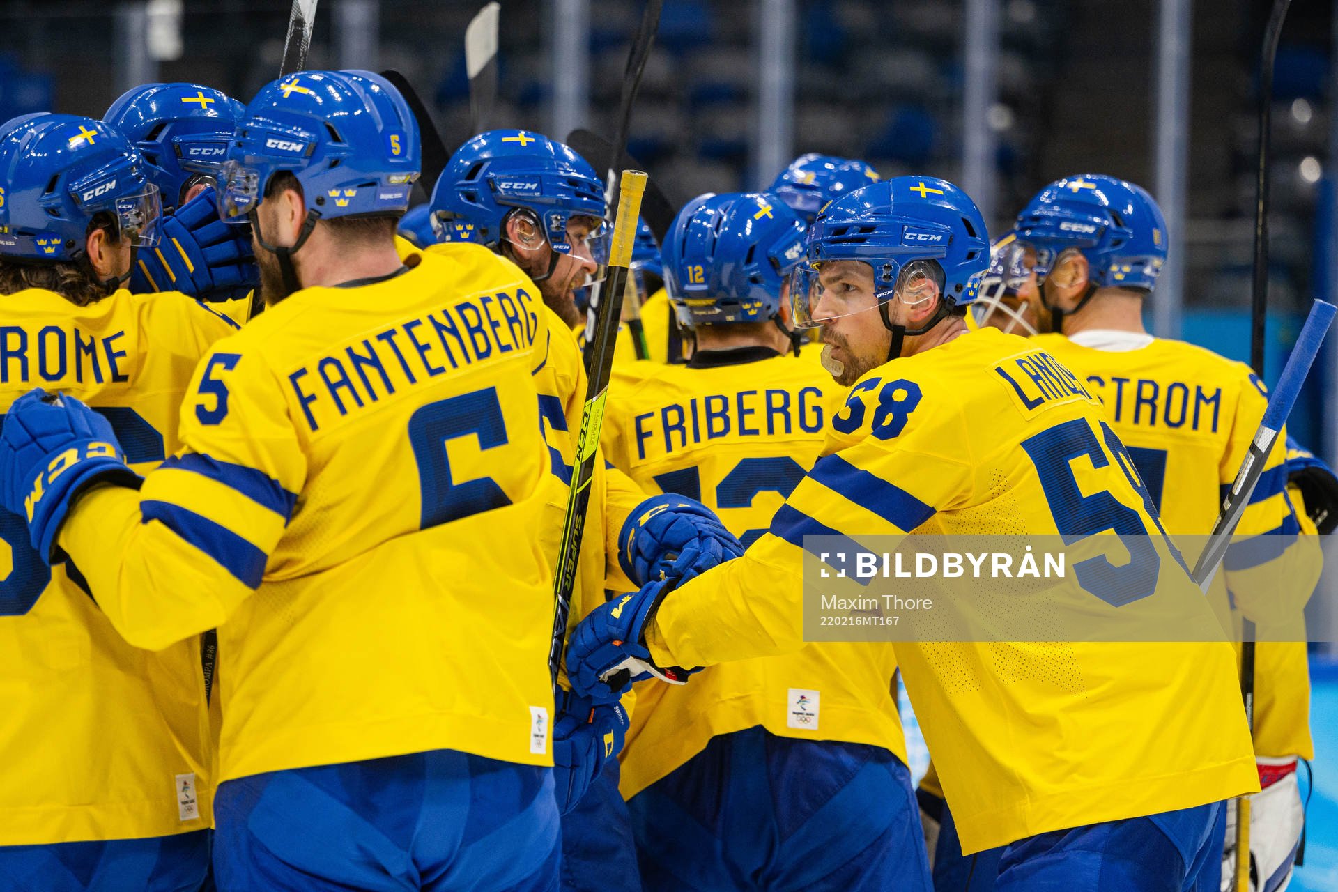 Anton Lander of Sweden celebrates