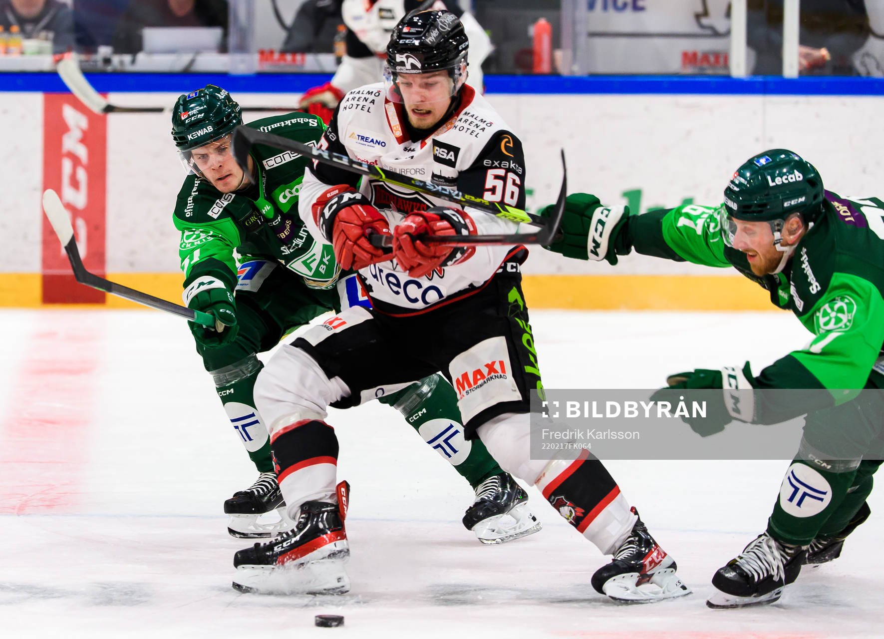 Färjestads Carl Jakobsson, Malmö Redhawks Anton Olsson