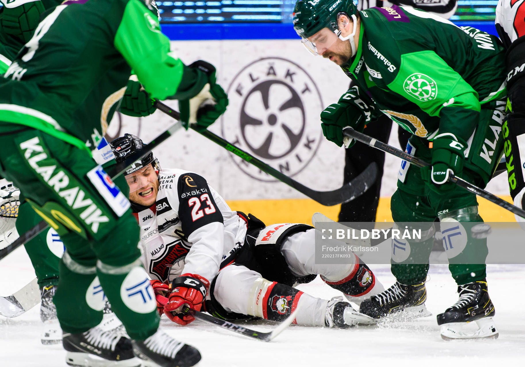 Malmö Redhawks Christoffer Forsberg och Färjestads Mikael