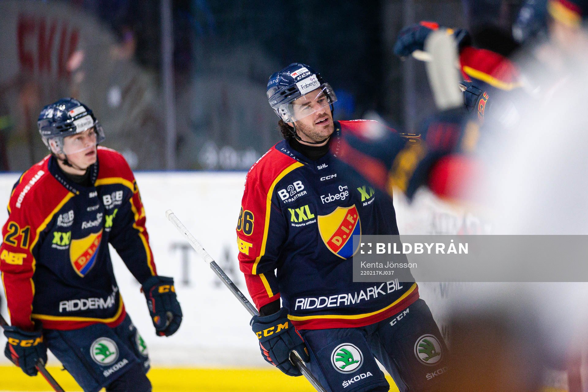 Djurgårdens Eric Gelinas jublar