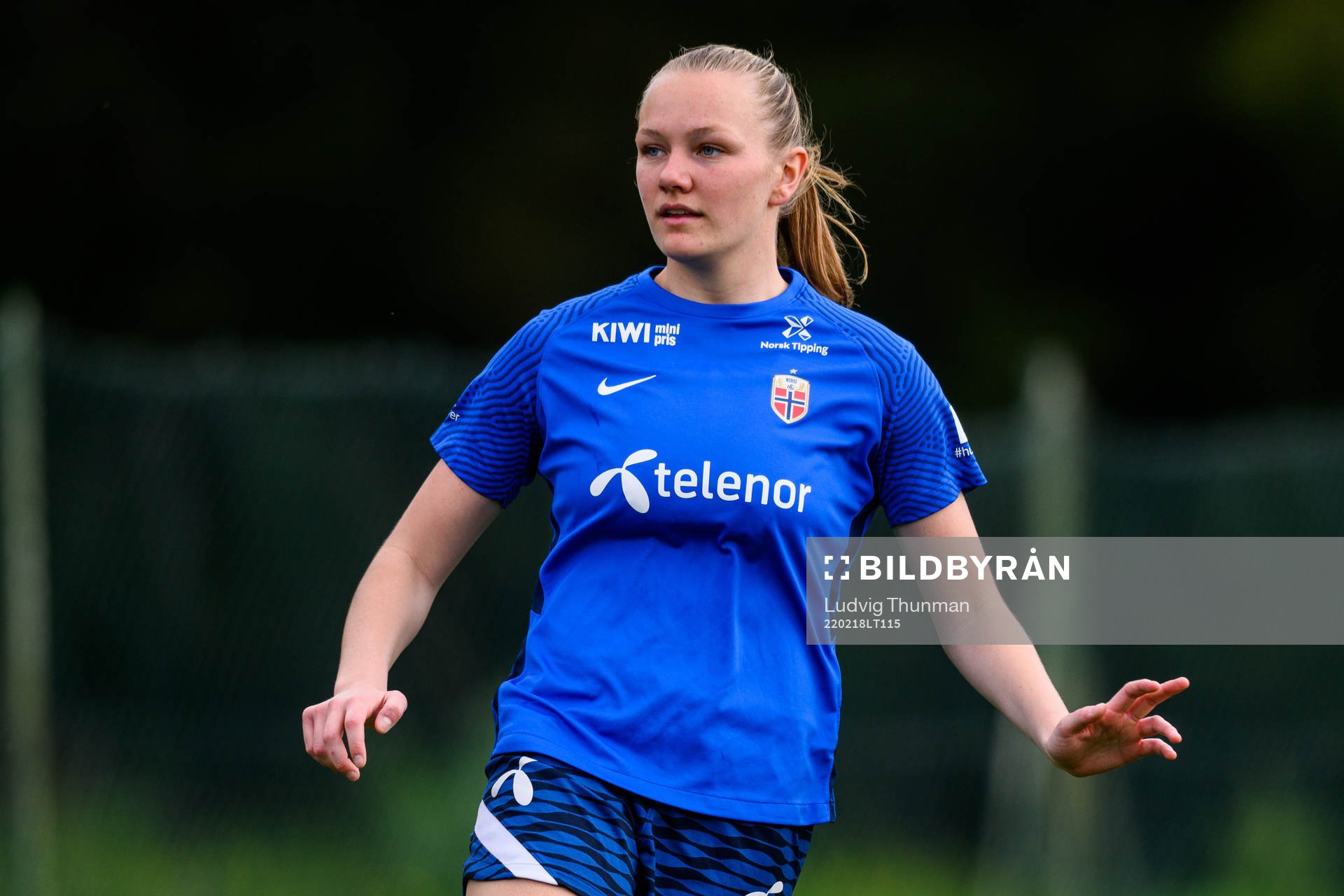 Frida Leonhardsen Maanum during a training session with the Norwegian women's national football team on February 18, 2022 in Alvor. 