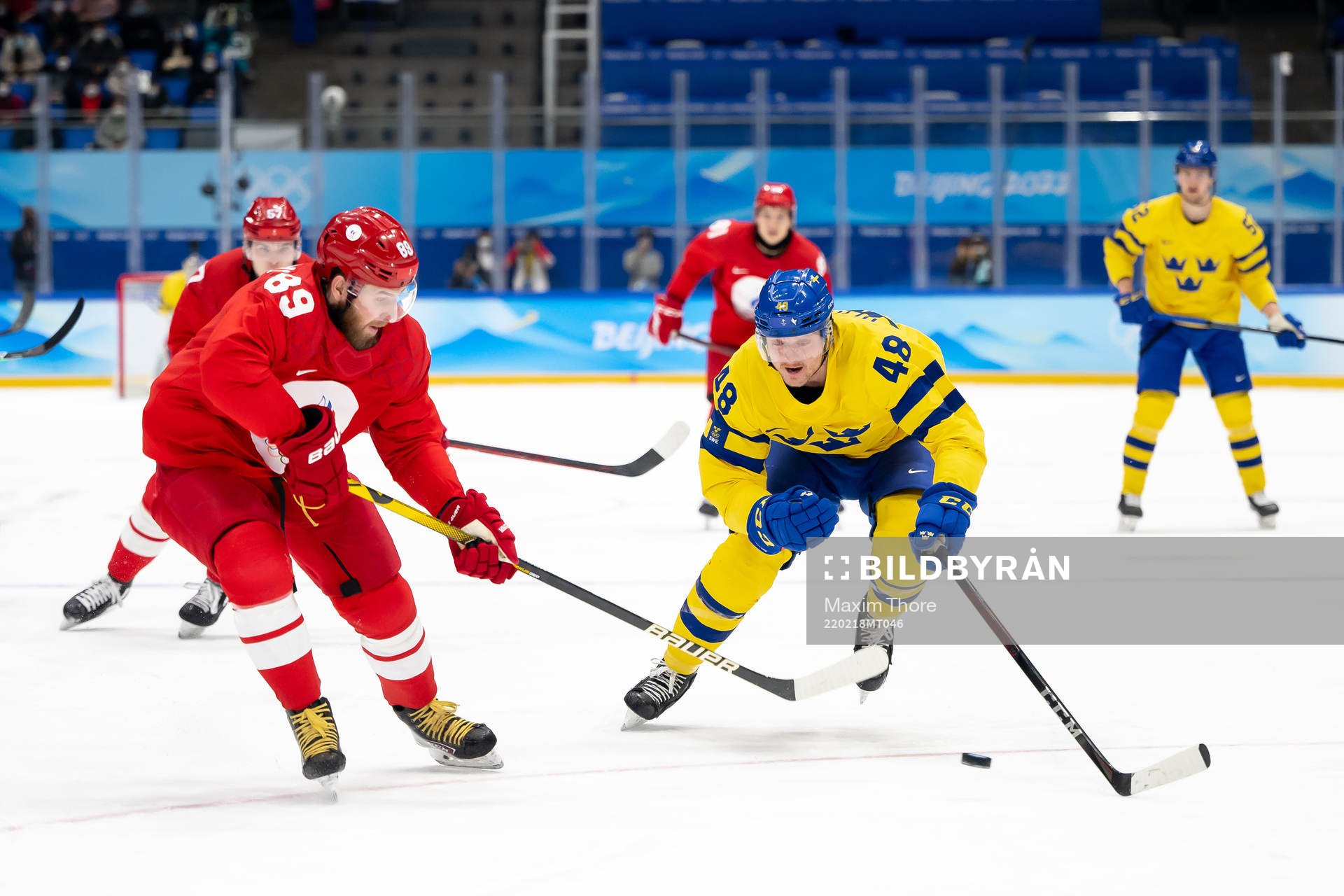 Nikita Nesterov of Russia and Carl Klingberg of Sweden in