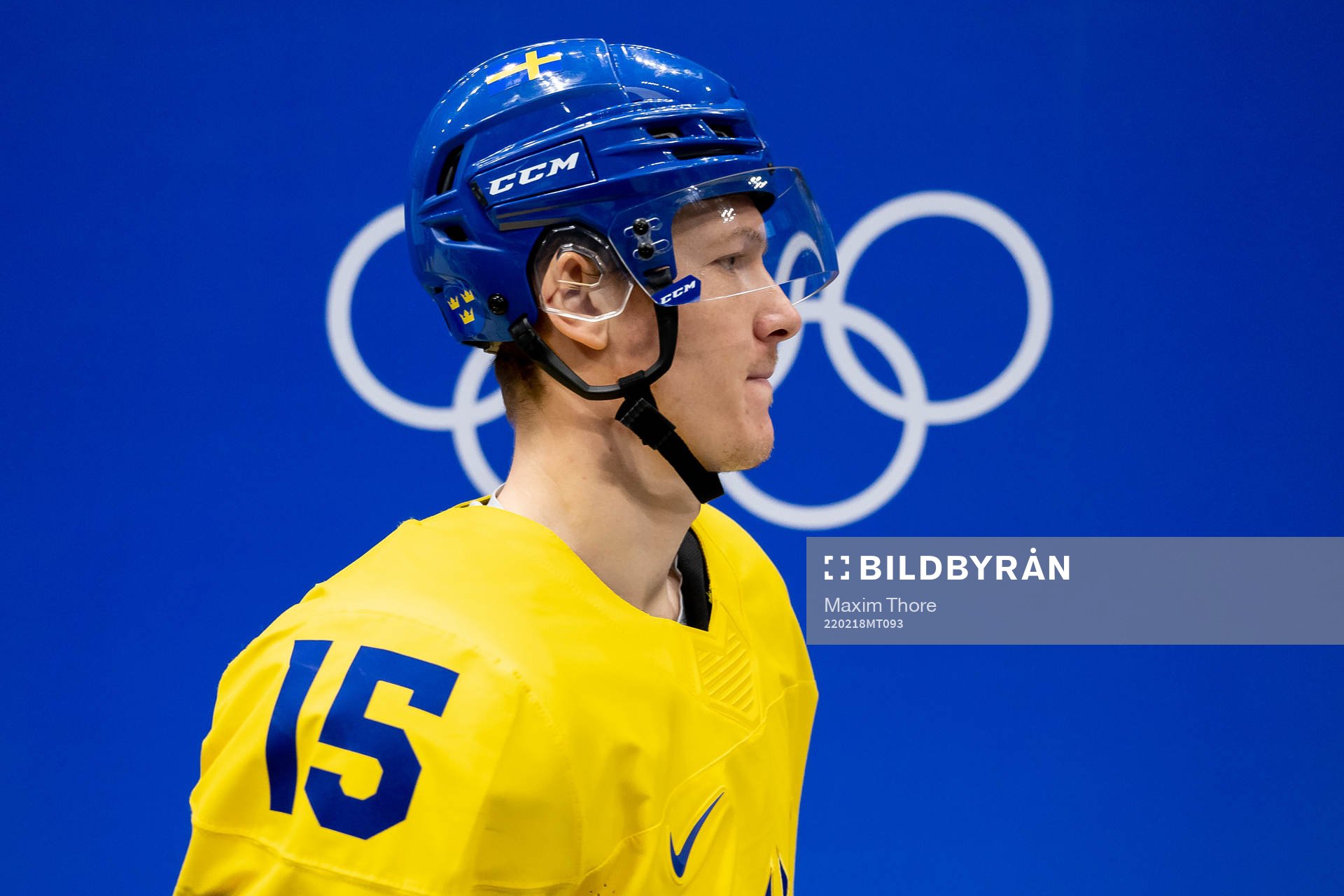 Gustav Rydahl of Sweden in the men’s ice hockey semifinal