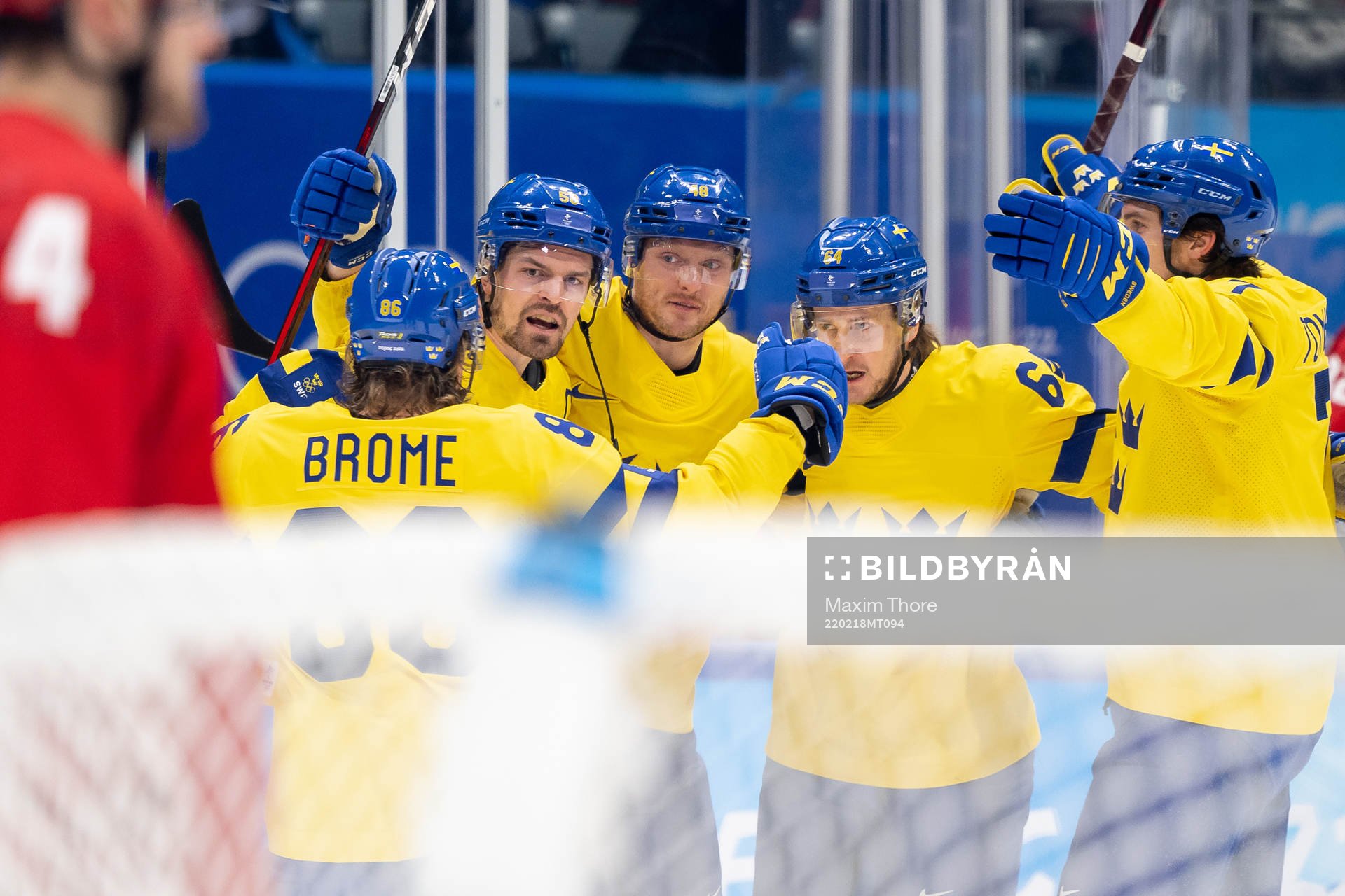 Anton Lander of Sweden celebrates the 1-1 goal in the