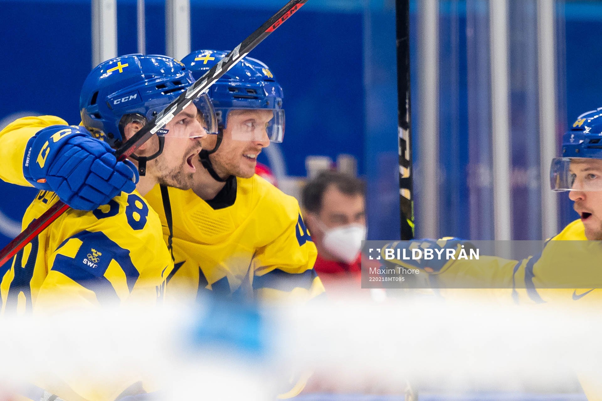 Anton Lander of Sweden celebrates the 1-1 goal in the