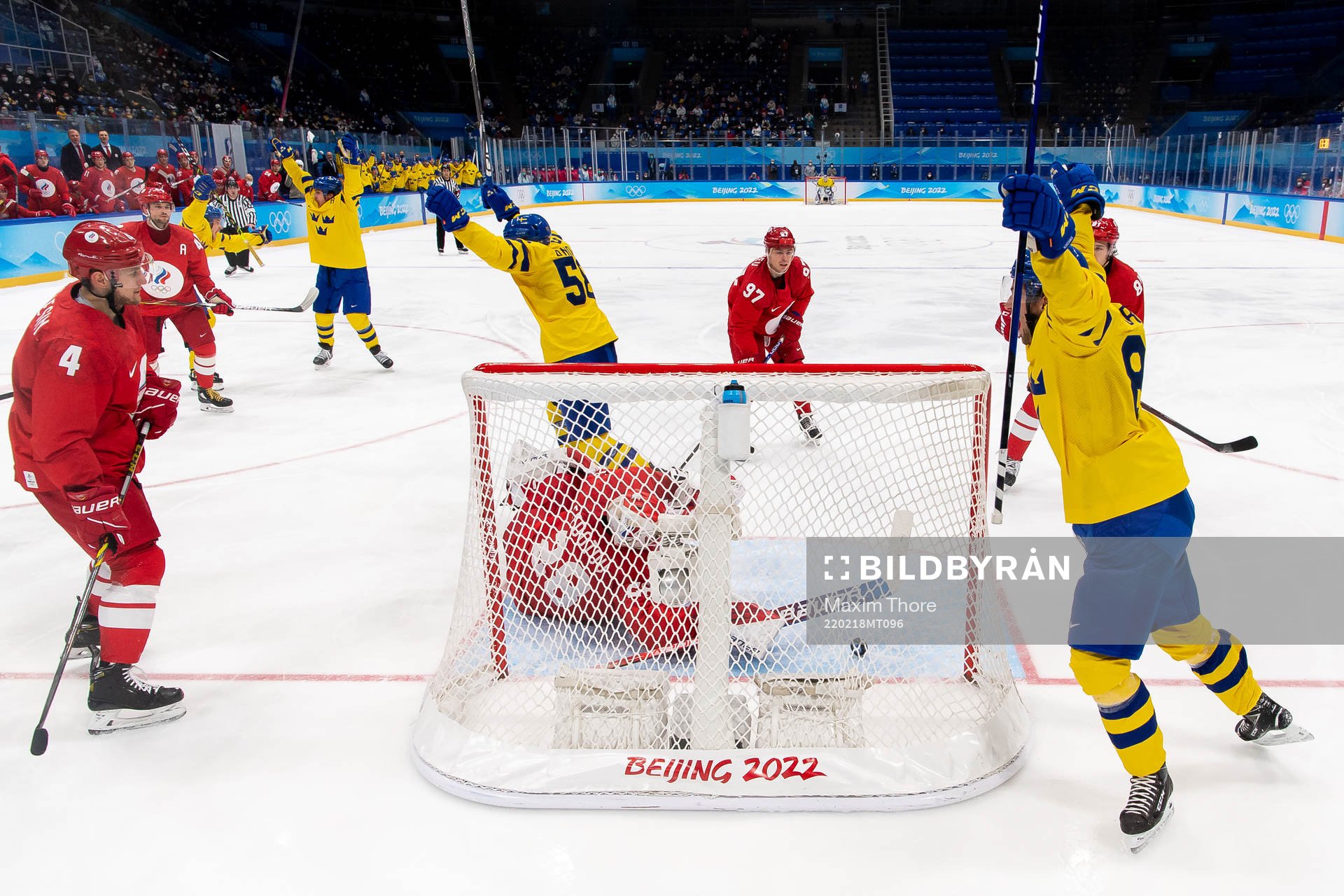 Anton Lander of Sweden celebrates the 1-1 goal in the