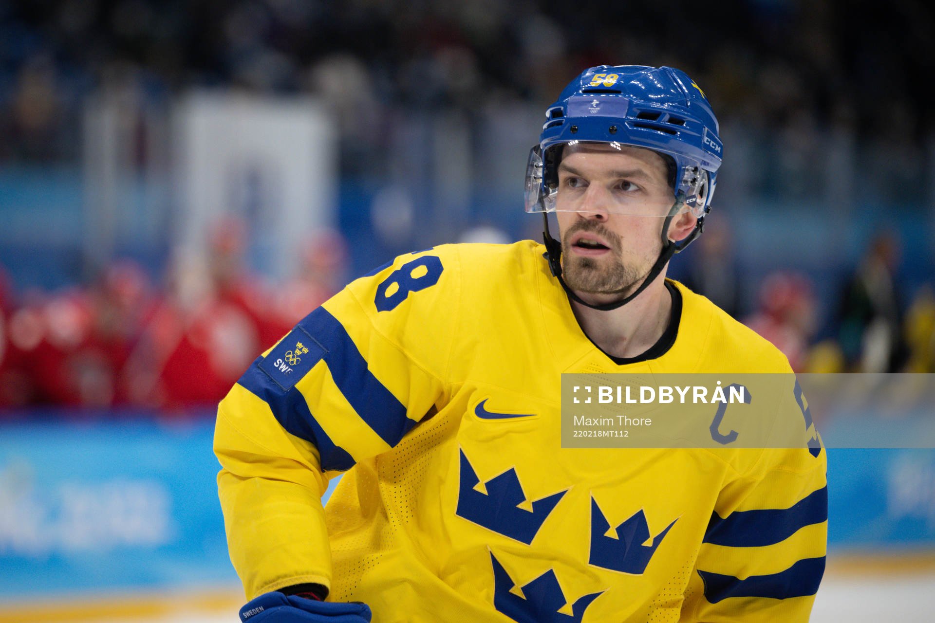 Anton Lander of Sweden in the men’s ice hockey semifinal
