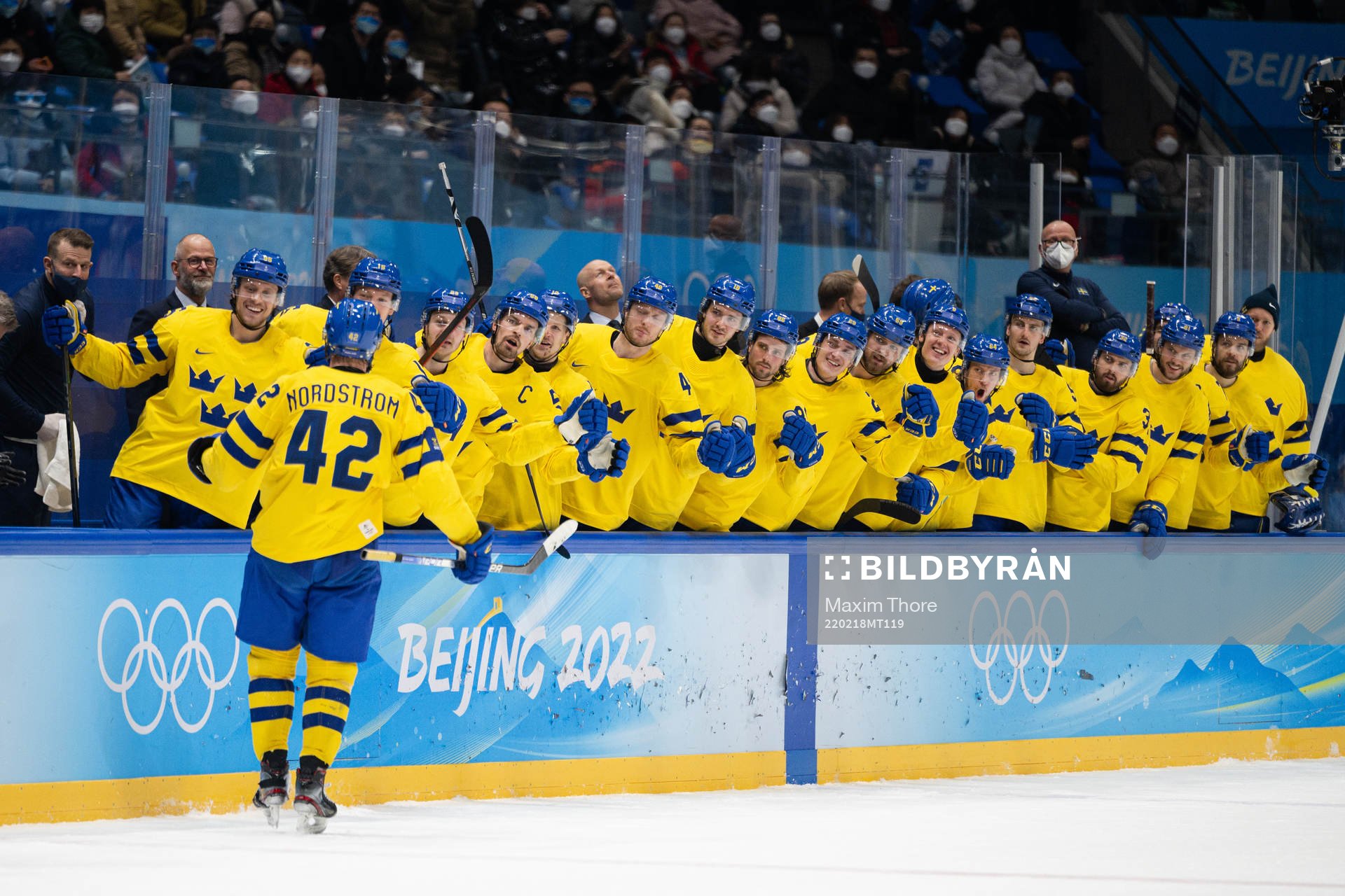 Joakim Norström of Sweden celebrates in the men’s ice
