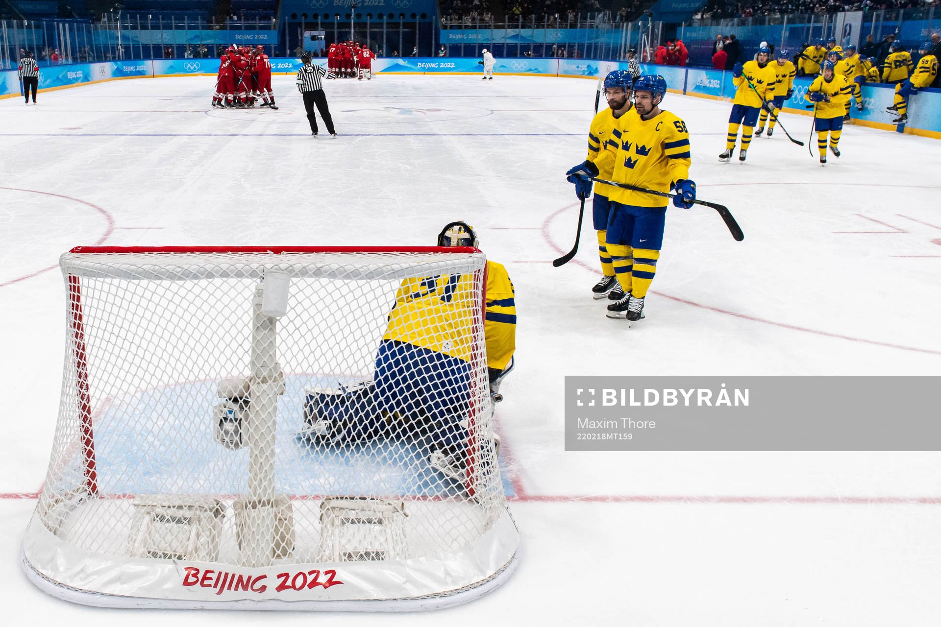 Goaltender Lars Johansson, Oscar Fantenberg and Anton