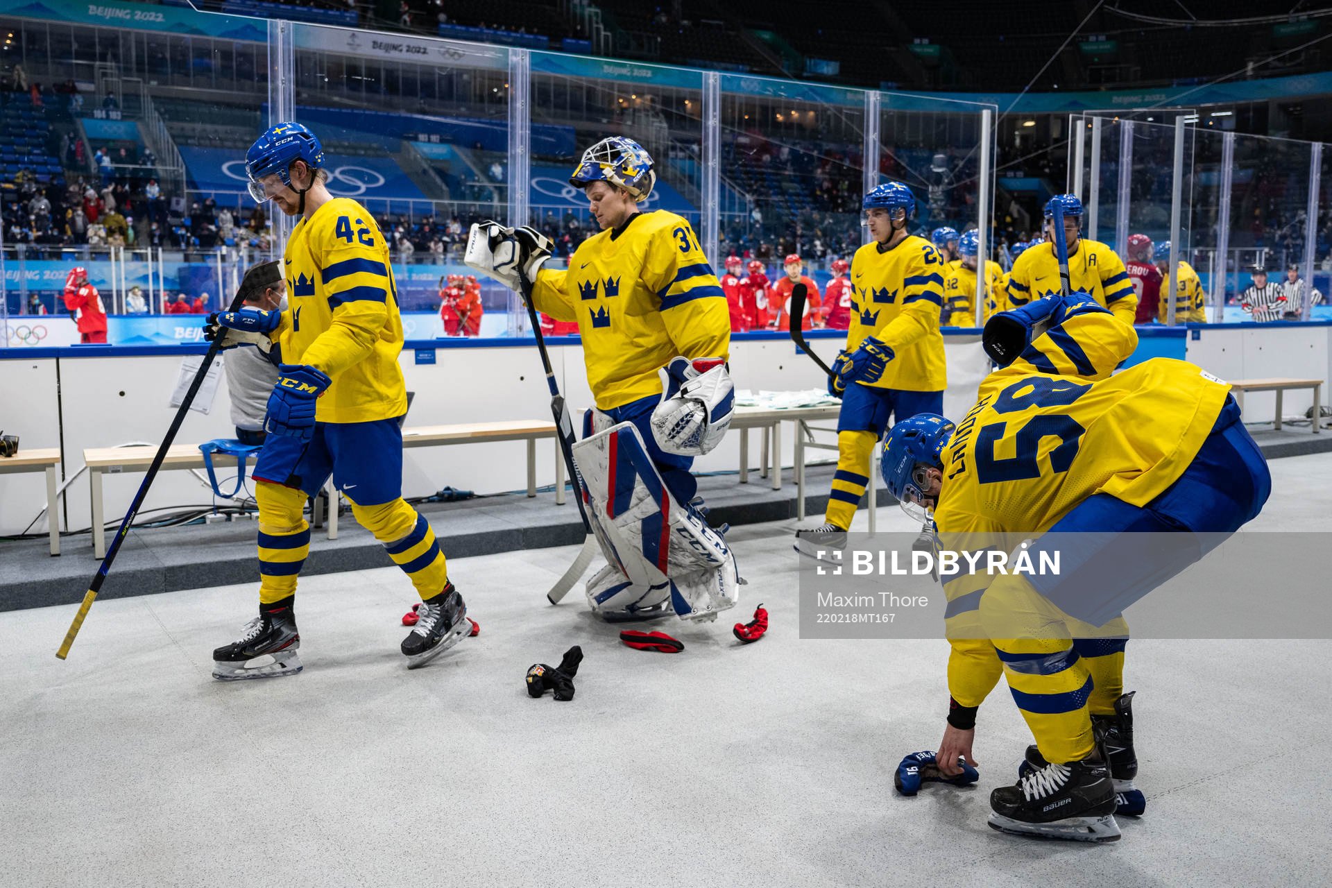 Joakim Nordström, goaltender Lars Johansson and Anton
