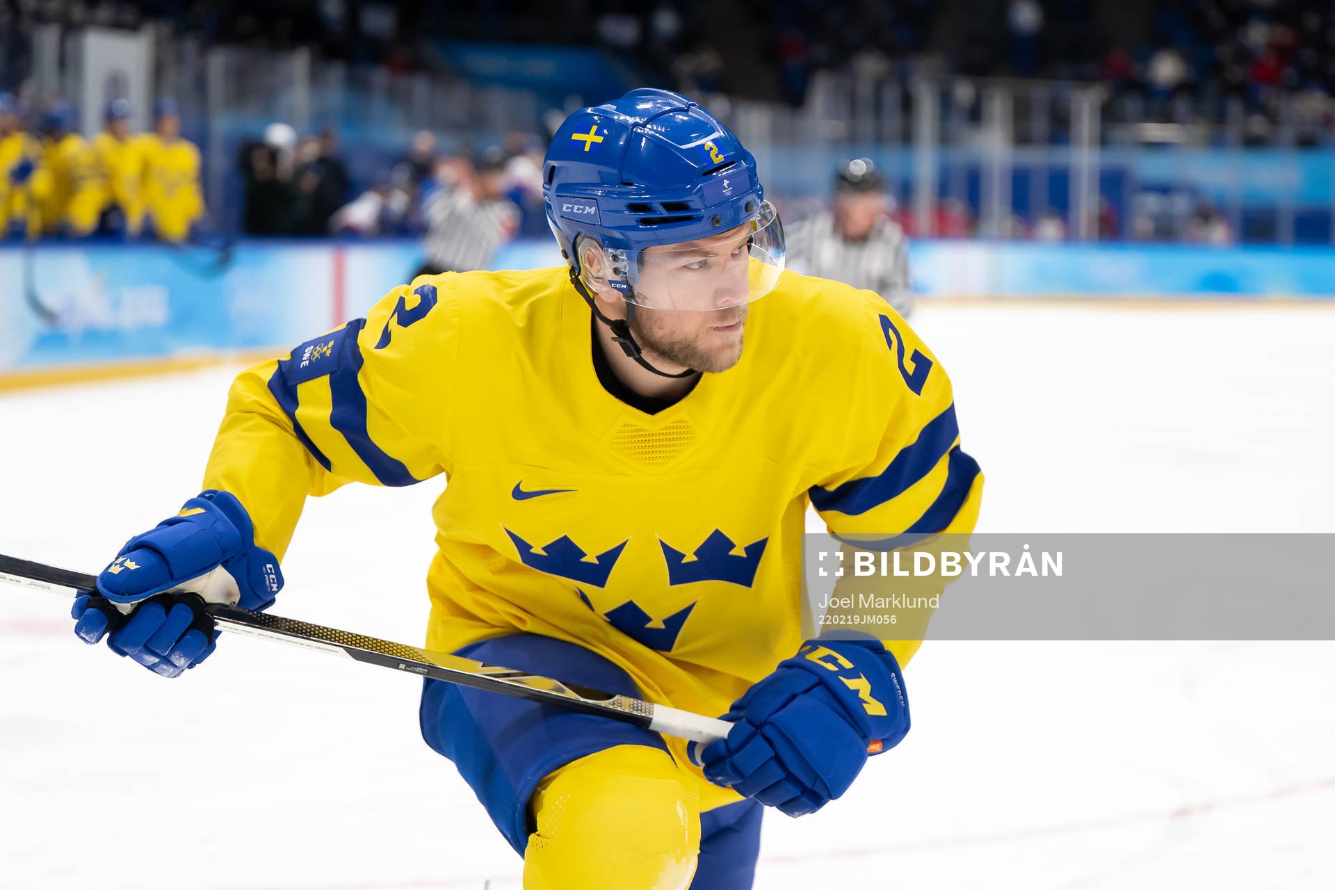 Christian Folin of Sweden in the men's ice hockey bronze
