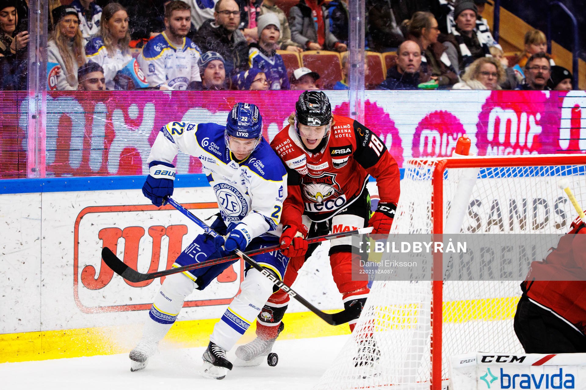 Leksands Tobias Ekberg och Malmö Redhawks Marcus Sylvegård