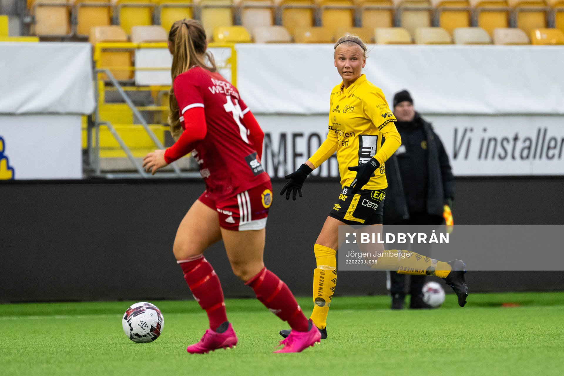Elfsborgs Linn Sångberg under träningsmatchen i fotboll mellan Elfsborg och Rävåsen den 20 februari 2022 i Borås. 