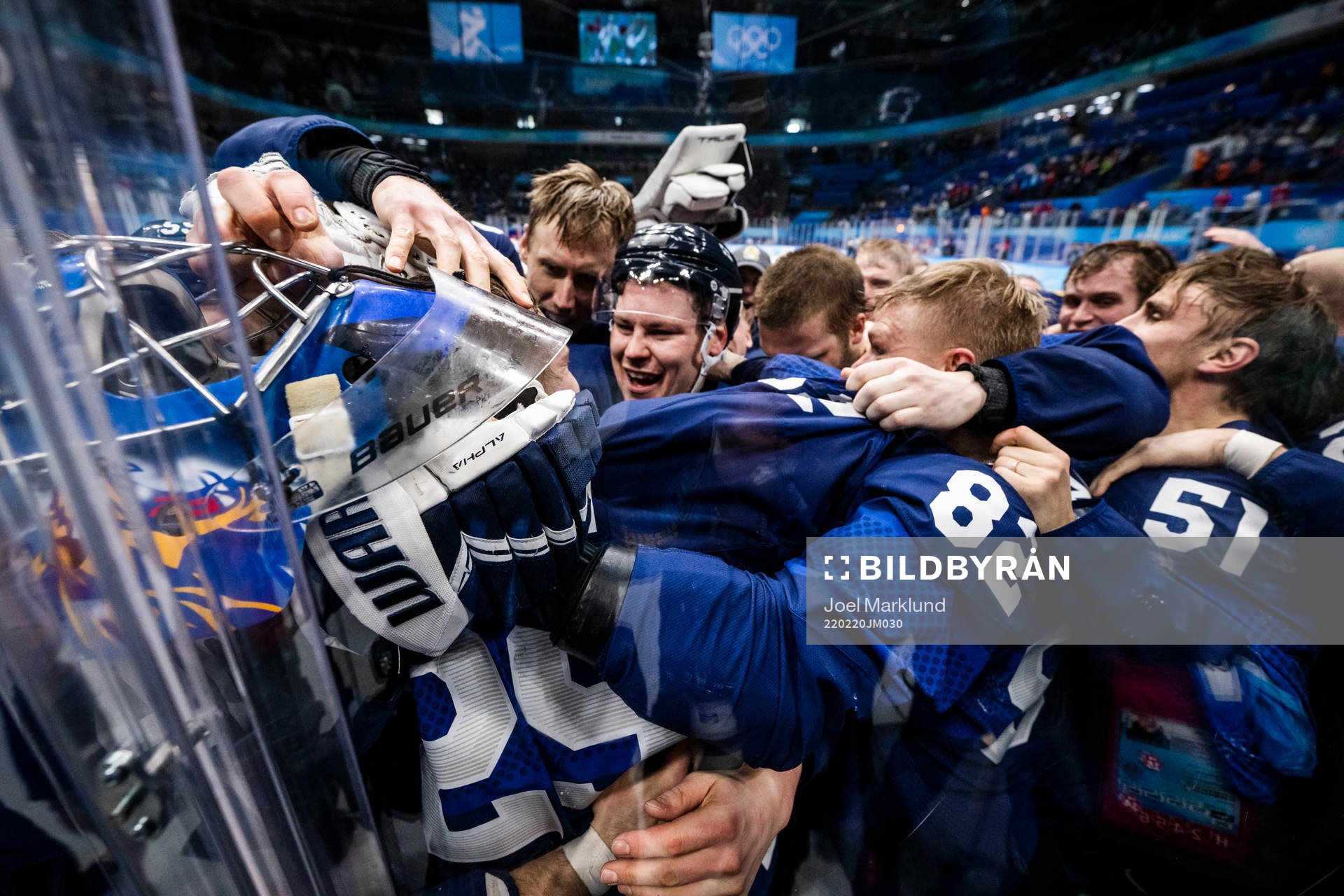 Players of Finland celebrate with goaltender Harri Säteri
