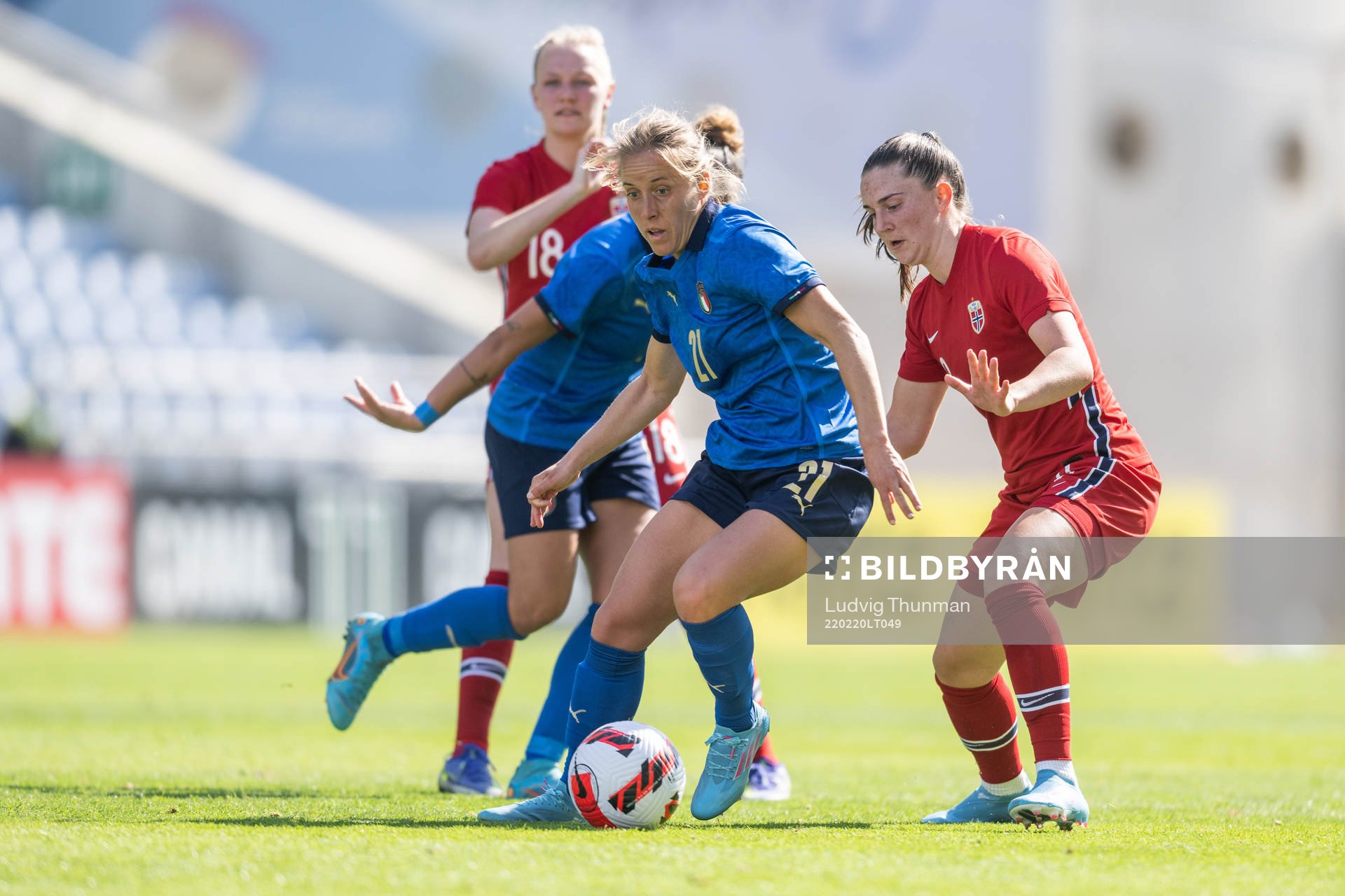 Valentina Cernoia of Italy during the Algarve Cup football match between Italy and Norway on February 20, 2022 in Faro. 