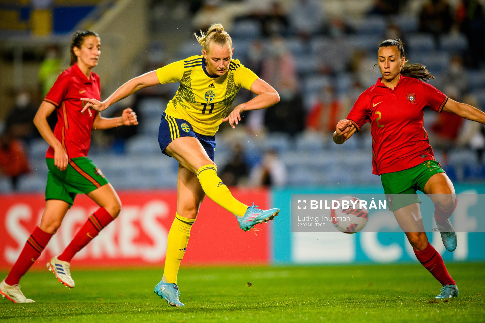 Stina Blackstenius of Sweden shoots