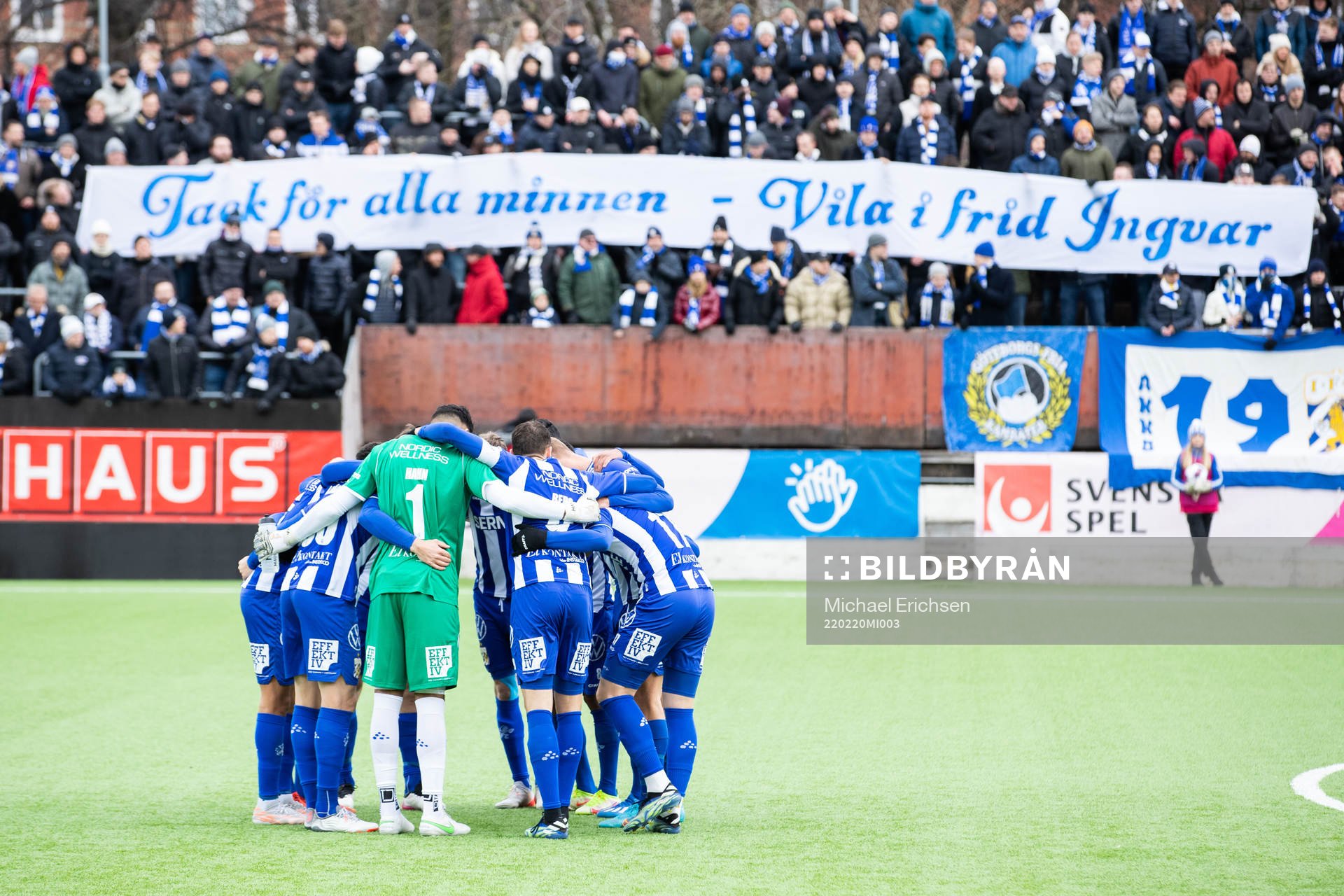 IFK Göteborg och en banderoll till minne för Ingvar