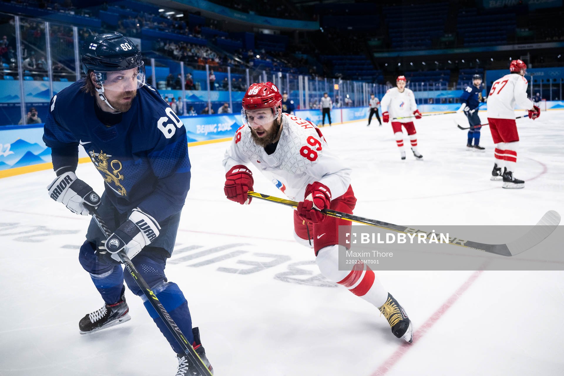 Markus Granlund of Finland and Nikita Nesterov of Russia in