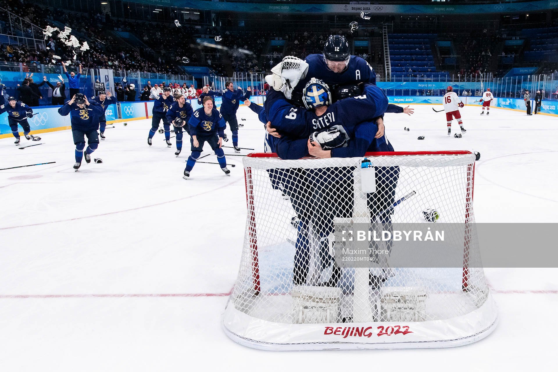 goaltender Harri Säteri and Marko Anttila of Finland