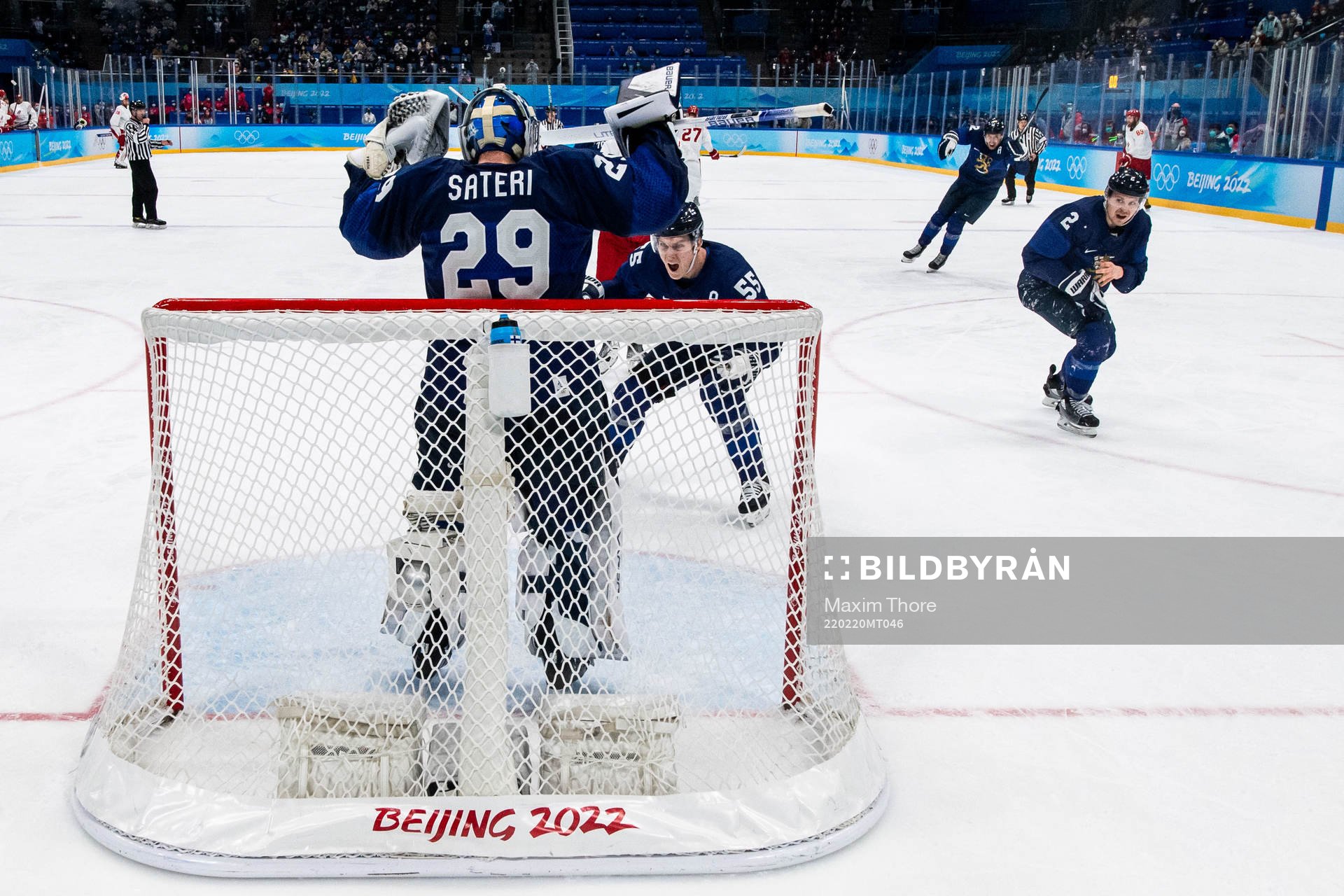 Goaltender Harri Säteri, Atte Ohtamaa and Ville Pokka of