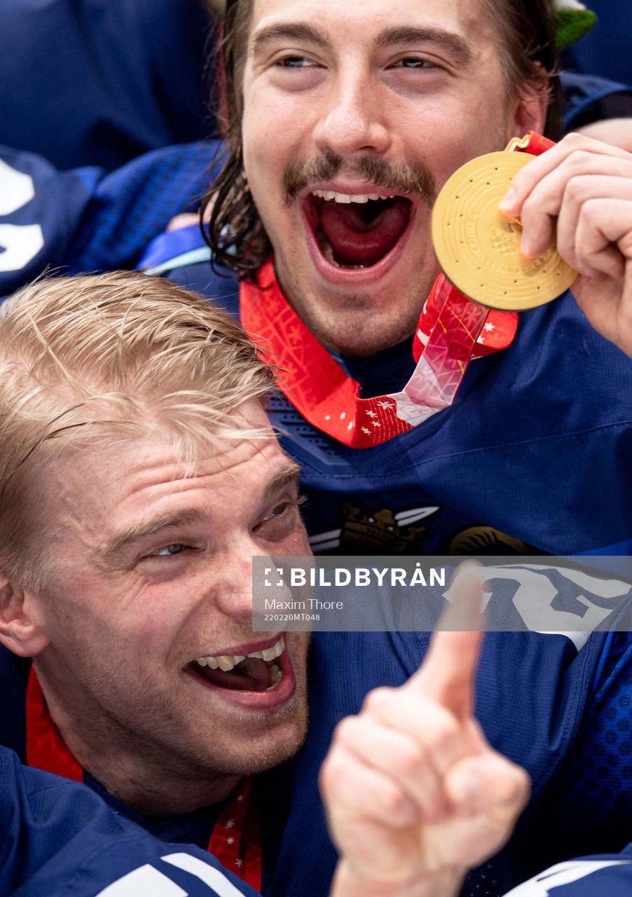Joonas Nattinen and Hannes Björninen of Finland celebrate