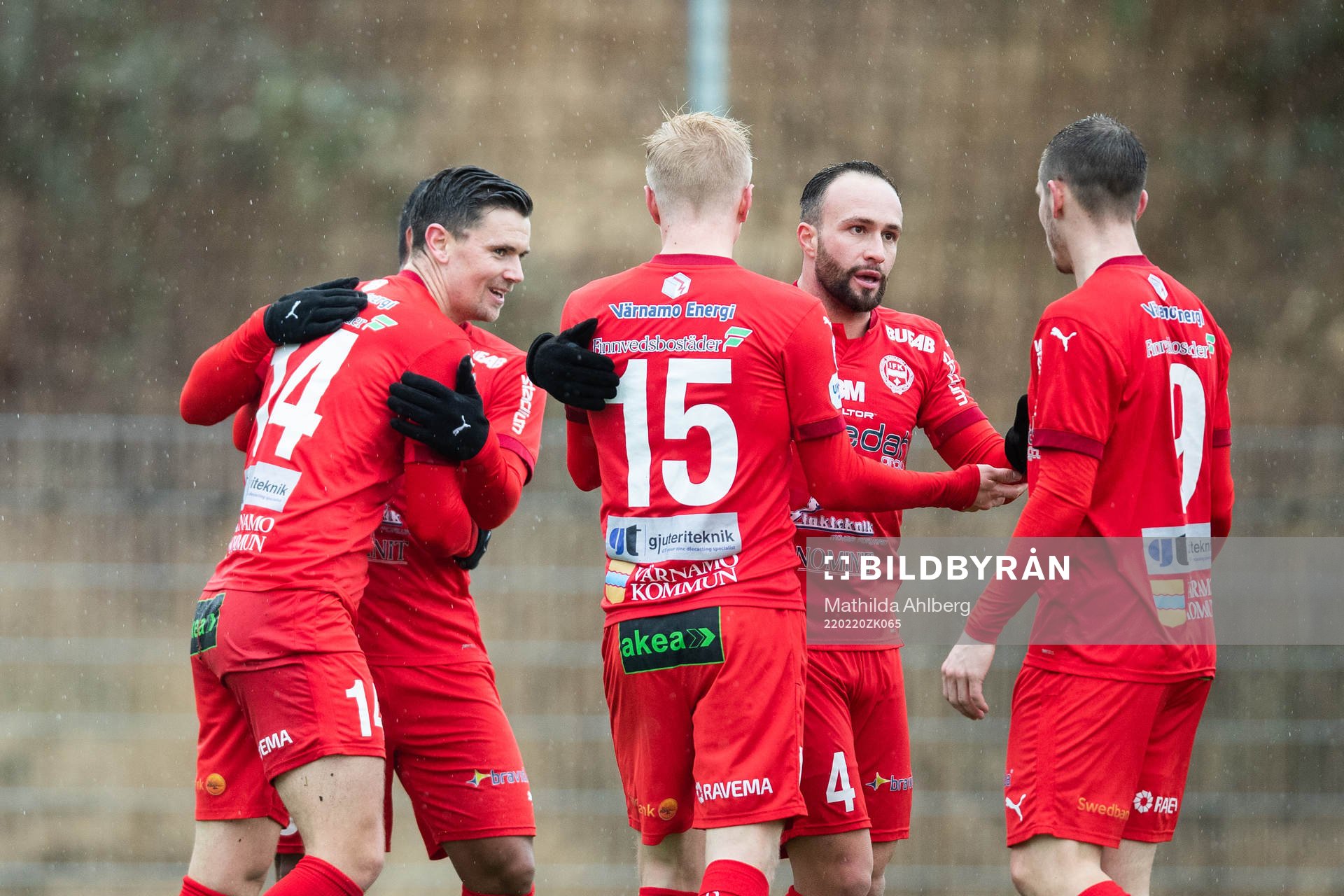 Värnamos Marcus Antonsson jublar efter 0-1 under fotbollsmatchen i Svenska Cupen mellan Ängelholm och Värnamo den 20 februari 2022 i Ängelholm.