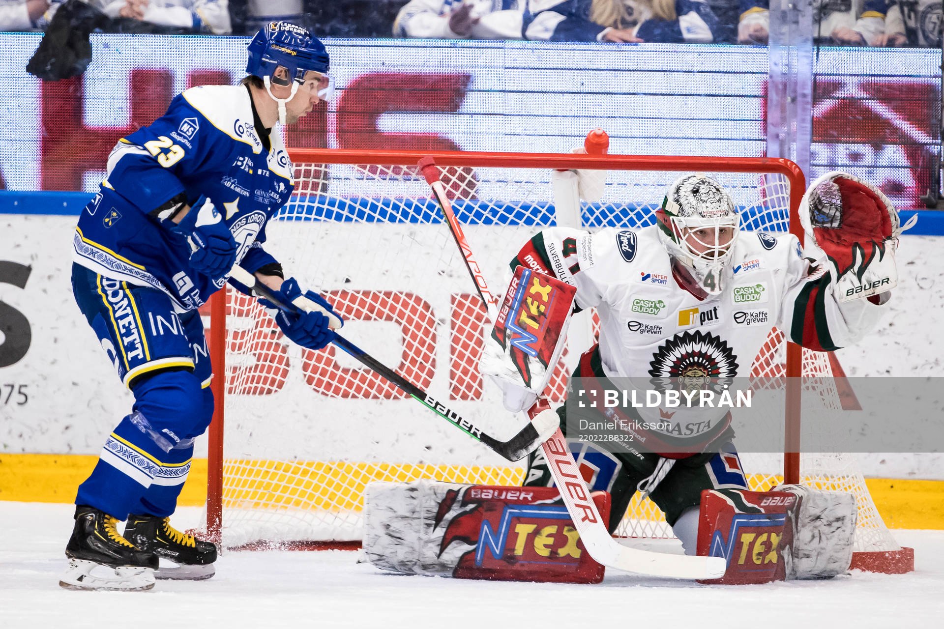 Leksands Mikael Ruohomaa och Frölundas målvakt Niklas