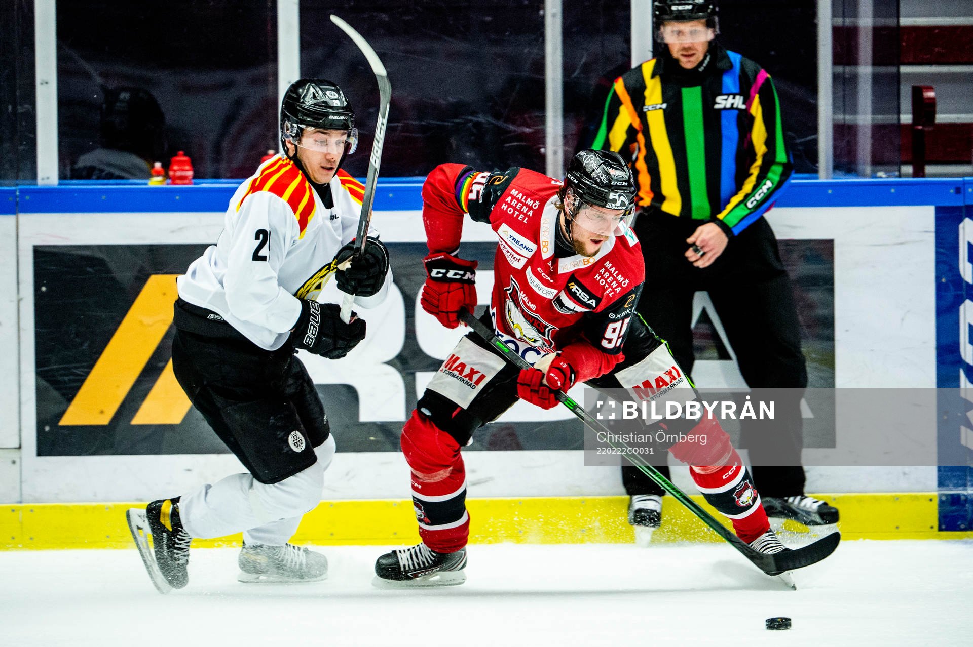 Brynäs Oscar Birgersson och Malmö Redhawks Carl Persson