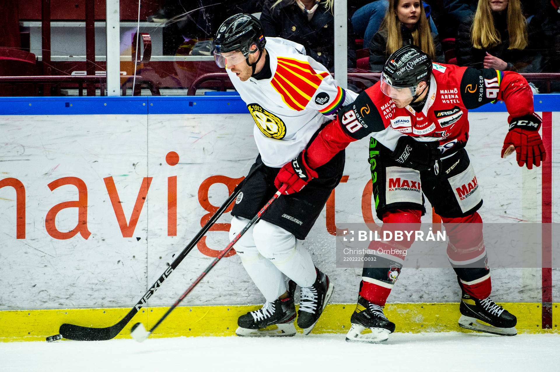 Brynäs Oscar Eklind mot Malmö Redhawks Lance Bouma