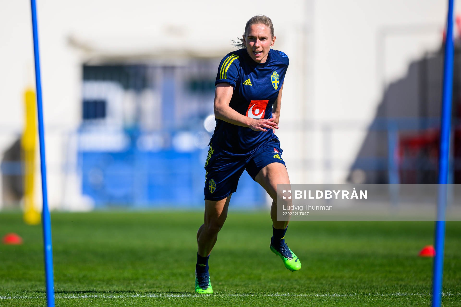 Jonna Andersson during a training session with the women's national football team of Sweden on February 22, 2022 in Ferreiras. 