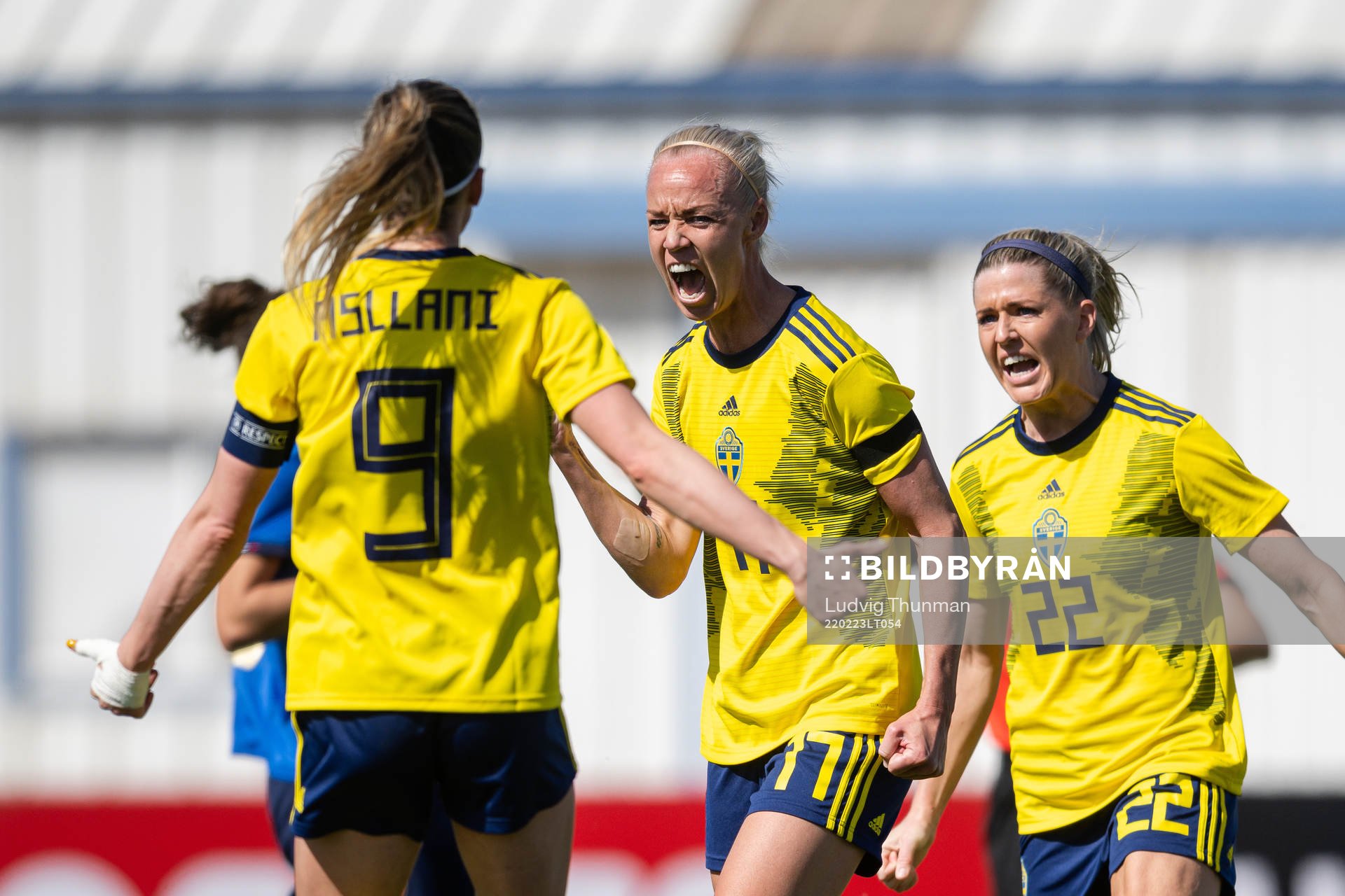 Caroline Seger of Sweden celebrates the 1-1 goal