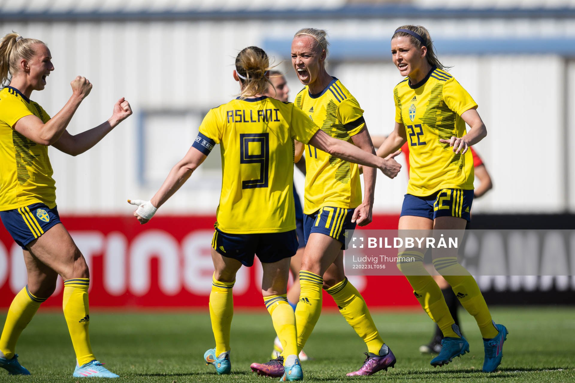 Caroline Seger of Sweden celebrates the 1-1 goal