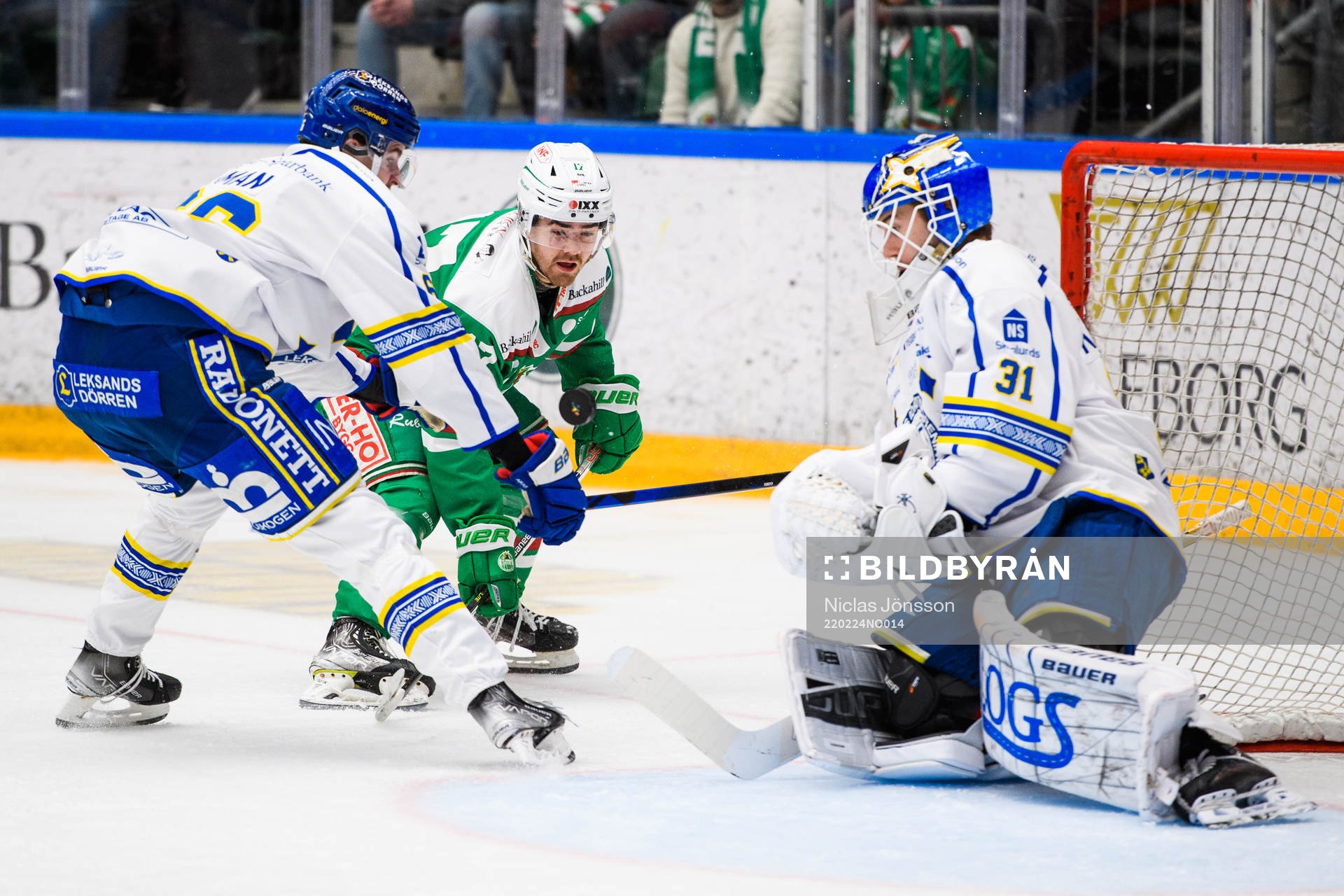 Rögles Philip Granath och Leksands målvakt Kasimir