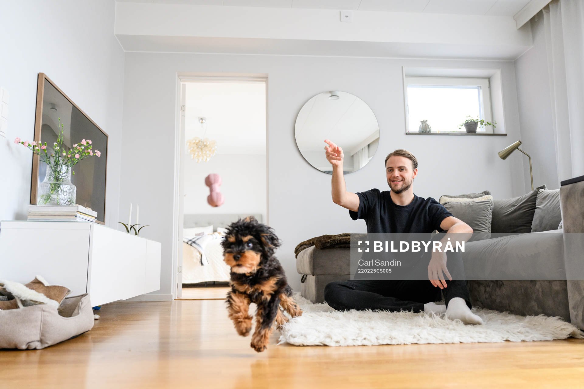 GAIS Gustav Lundgren leker med sin hund Harry