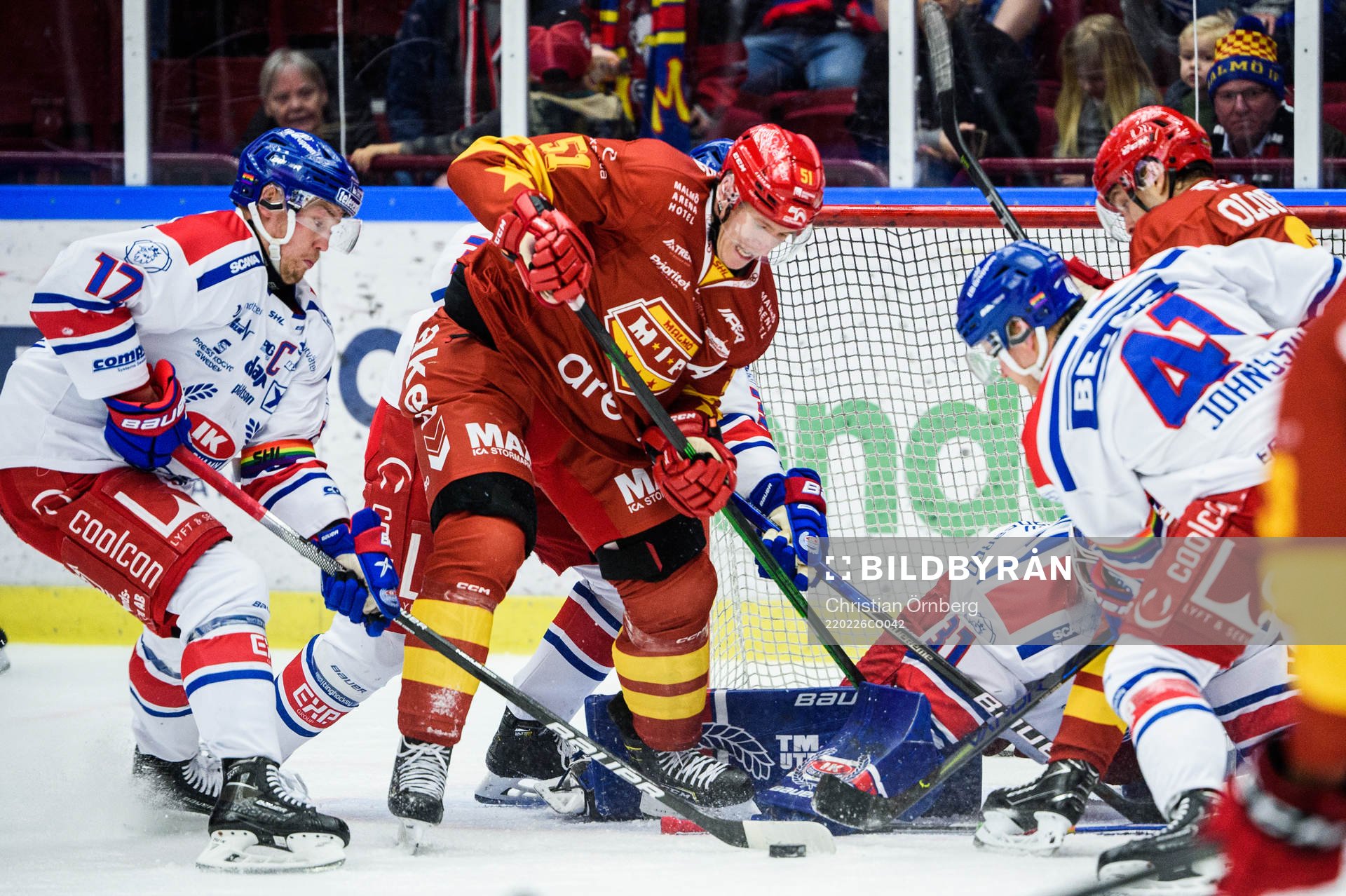Malmö Redhawks Emil Sylvegård och Oskarshamns Jonas